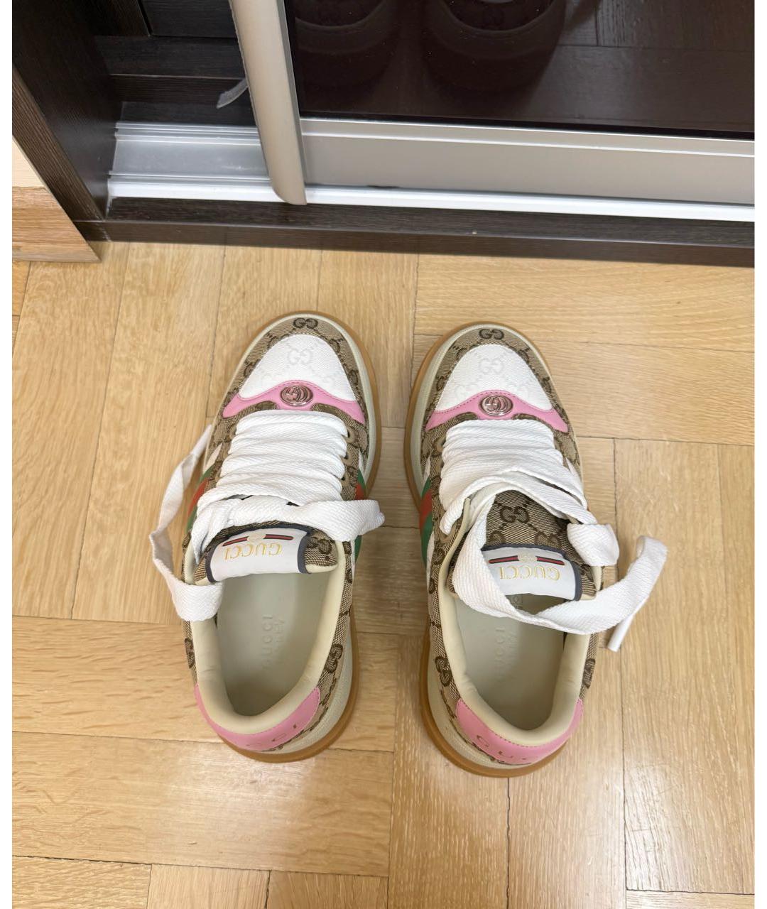 GUCCI Коричневые кожаные кеды, фото 3