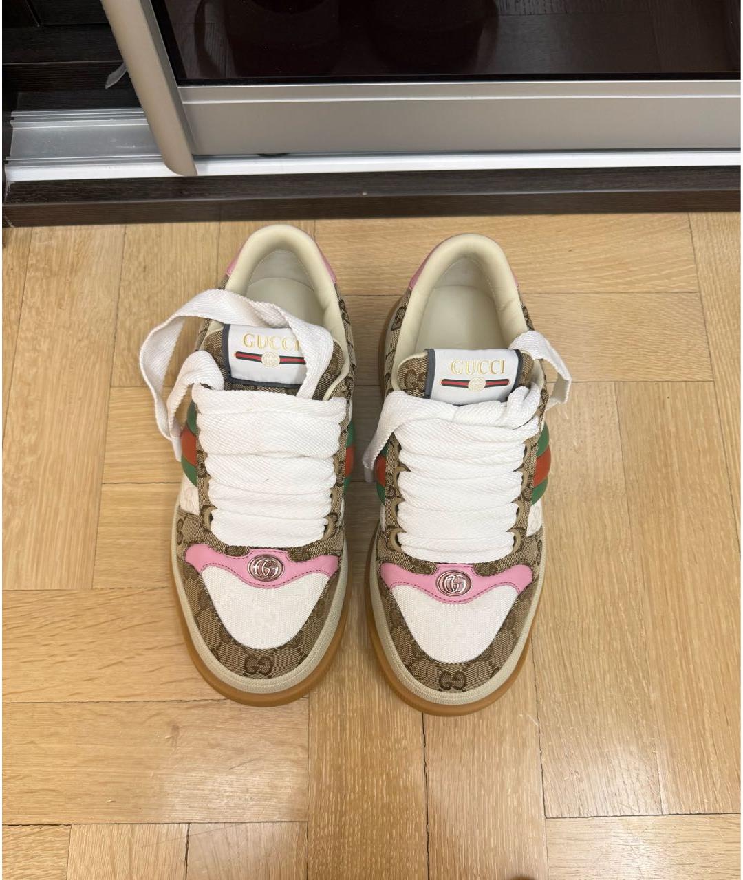 GUCCI Коричневые кожаные кеды, фото 2