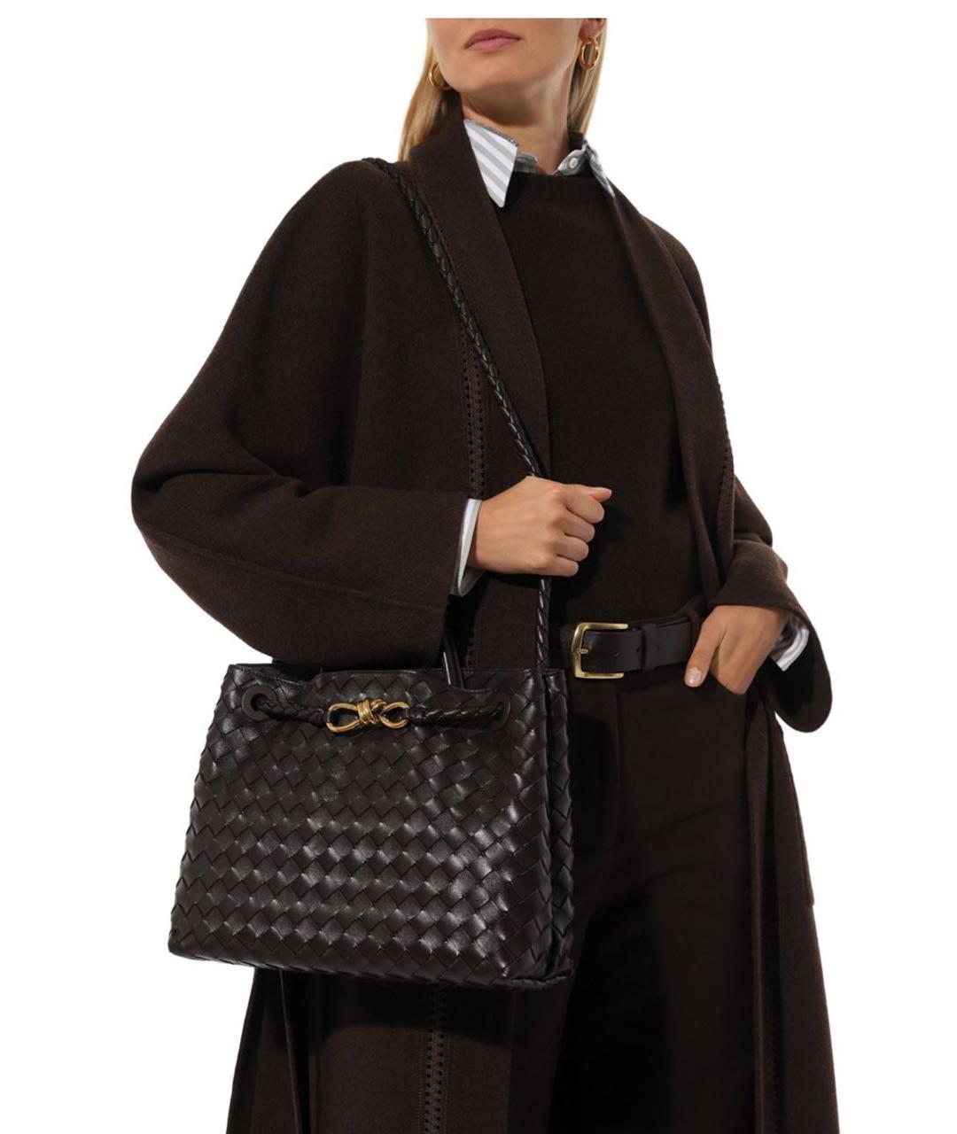 BOTTEGA VENETA Коричневая кожаная сумка через плечо, фото 4