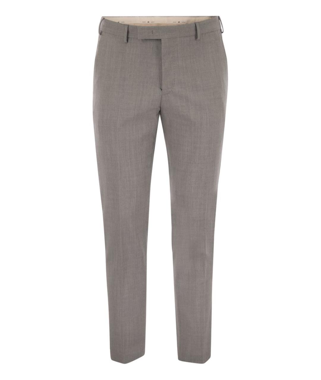 PT TORINO Серые шерстяные повседневные брюки, фото 1