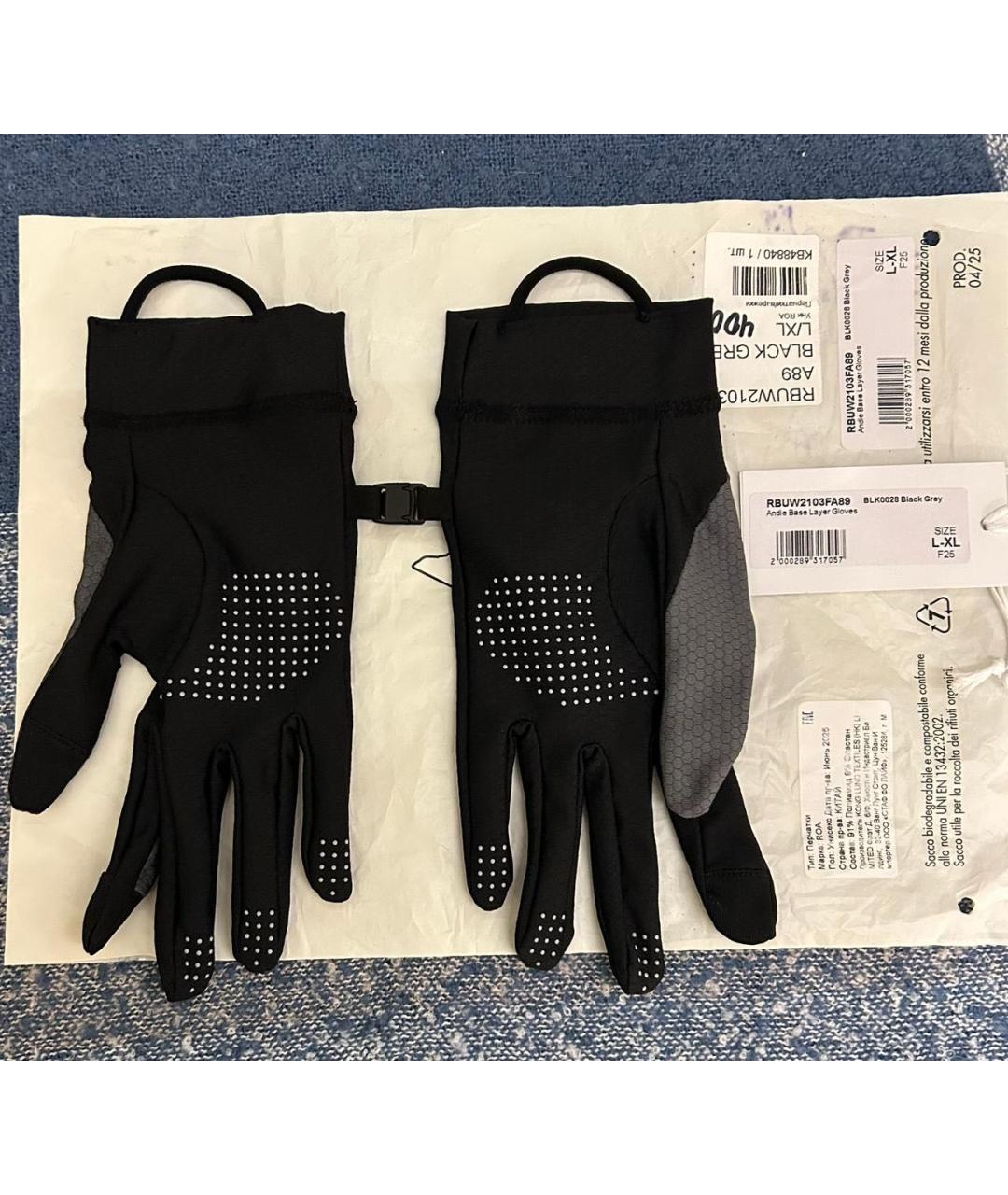 ROA Черные синтетические перчатки, фото 2