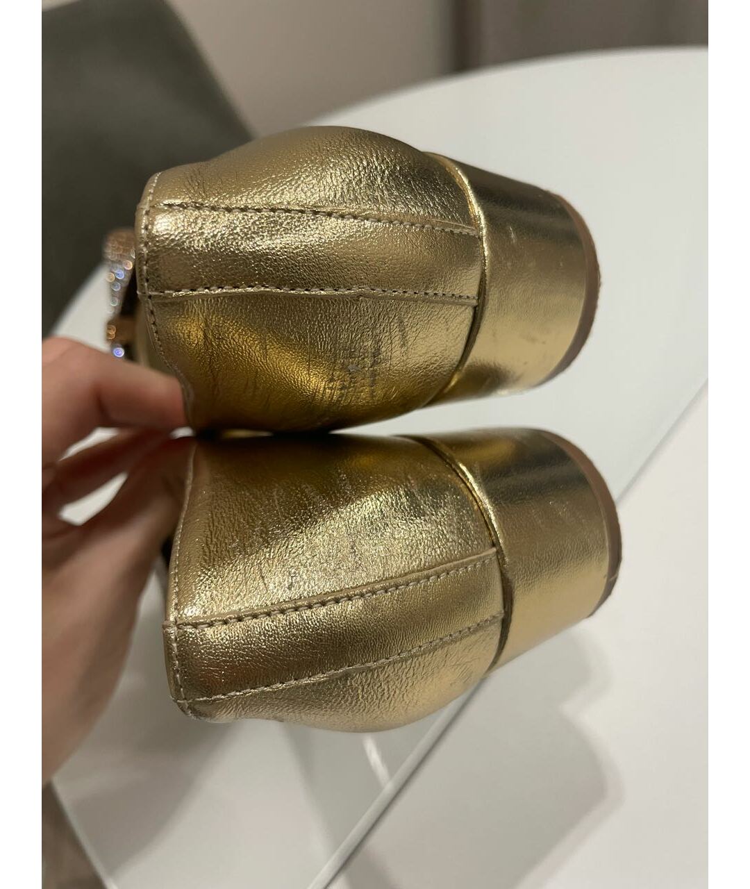 MISSOURI Золотые кожаные туфли, фото 4