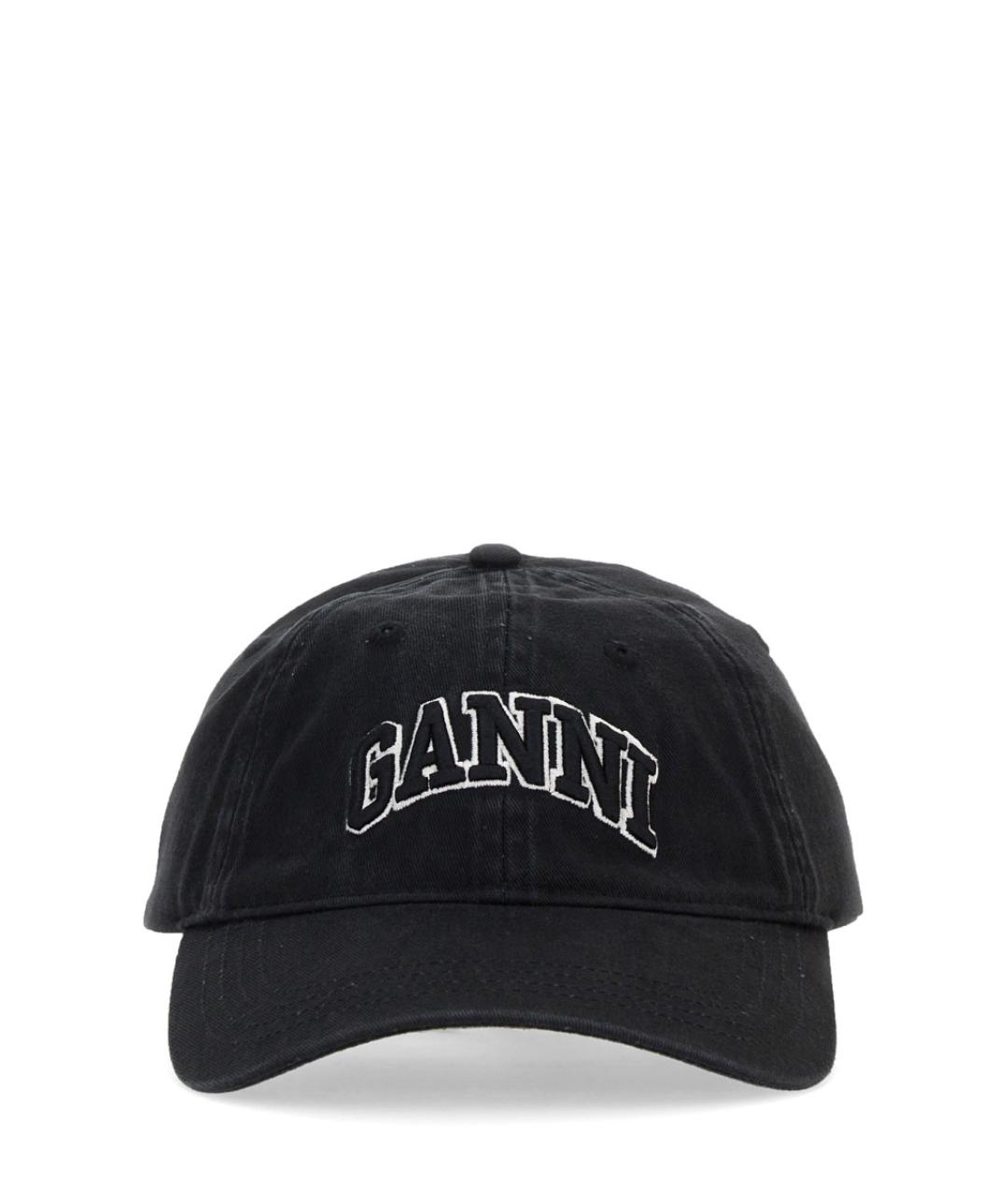 GANNI Черная хлопковая кепка, фото 1