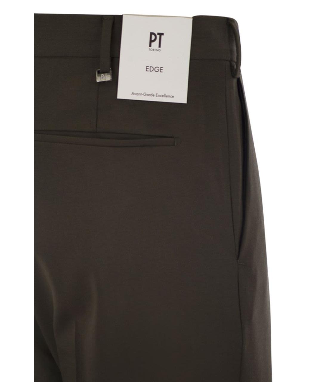 PT TORINO Коричневые шерстяные повседневные брюки, фото 4
