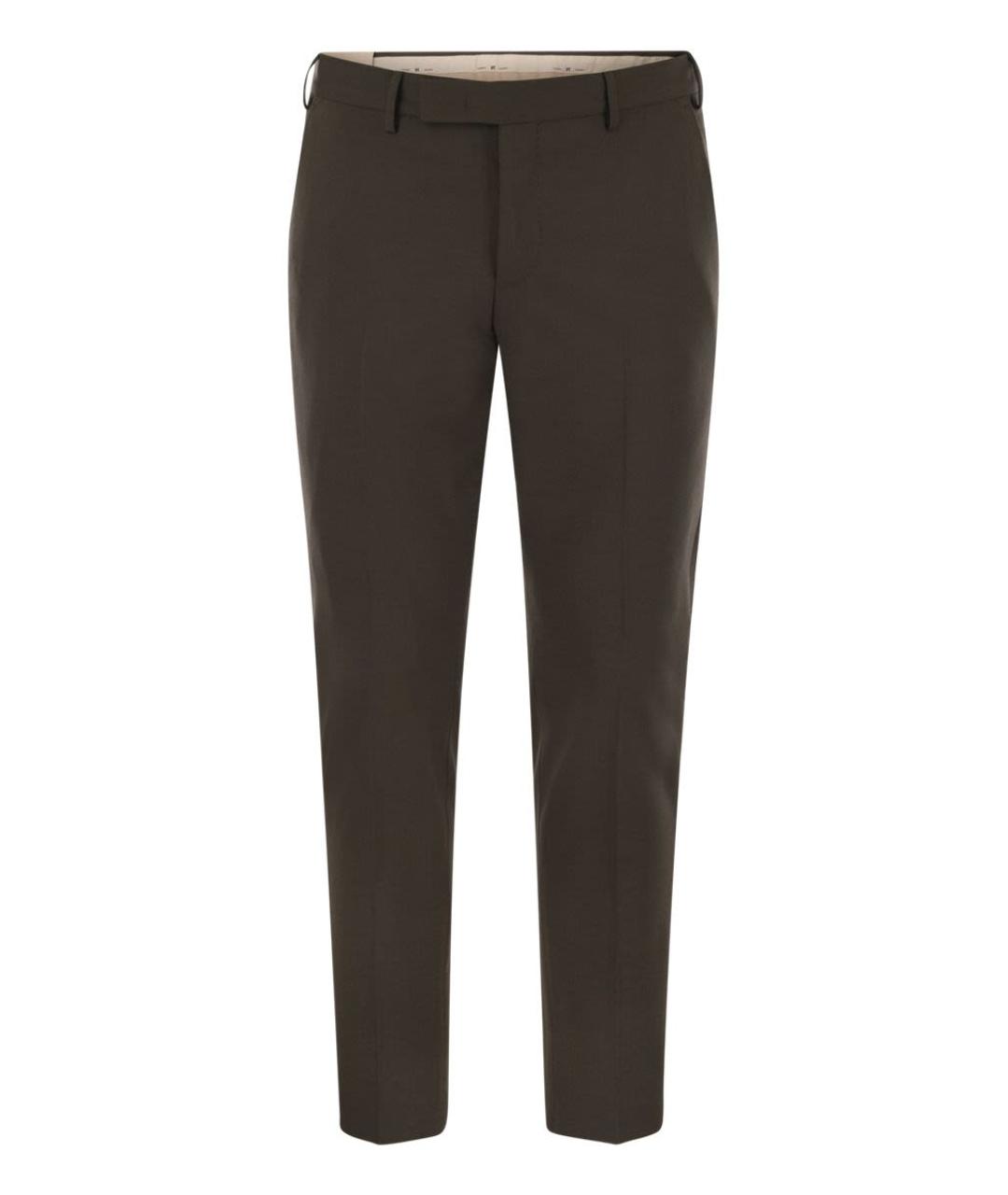 PT TORINO Коричневые шерстяные повседневные брюки, фото 1