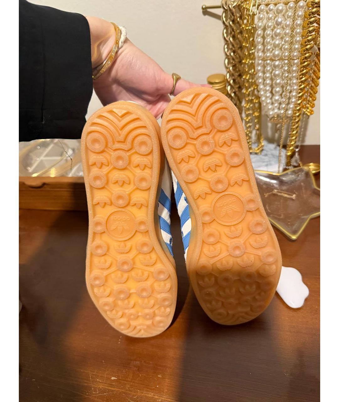 ADIDAS Бежевые кожаные кеды, фото 7