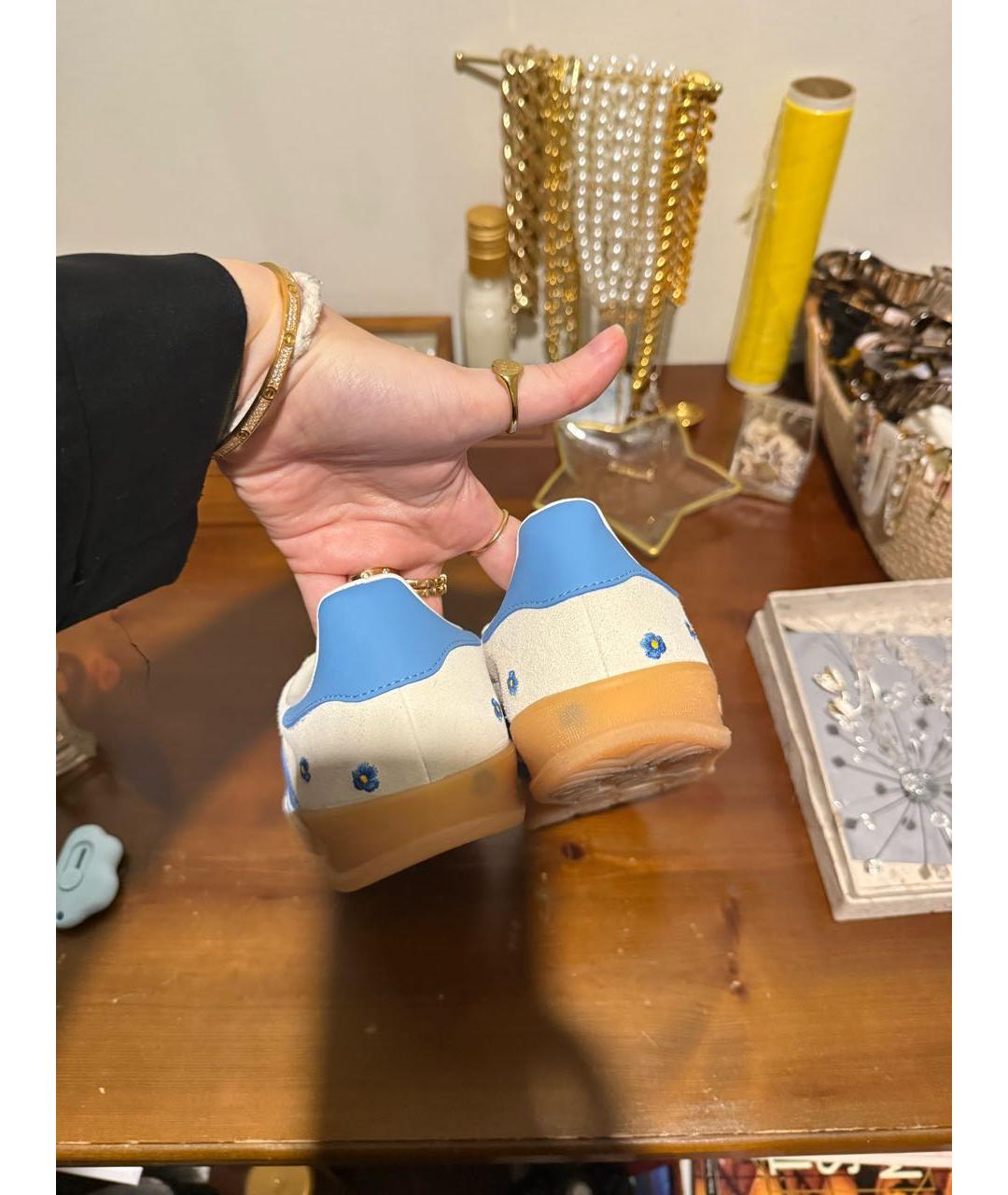 ADIDAS Бежевые кожаные кеды, фото 6