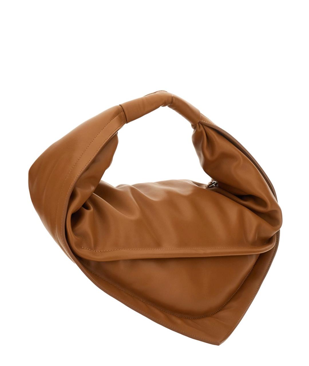 FEDERICO CINA Коричневая кожаная сумка с короткими ручками, фото 3