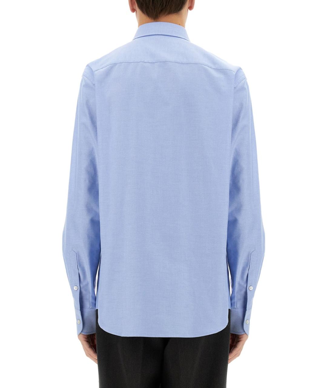 VALENTINO Голубая хлопковая кэжуал рубашка, фото 4