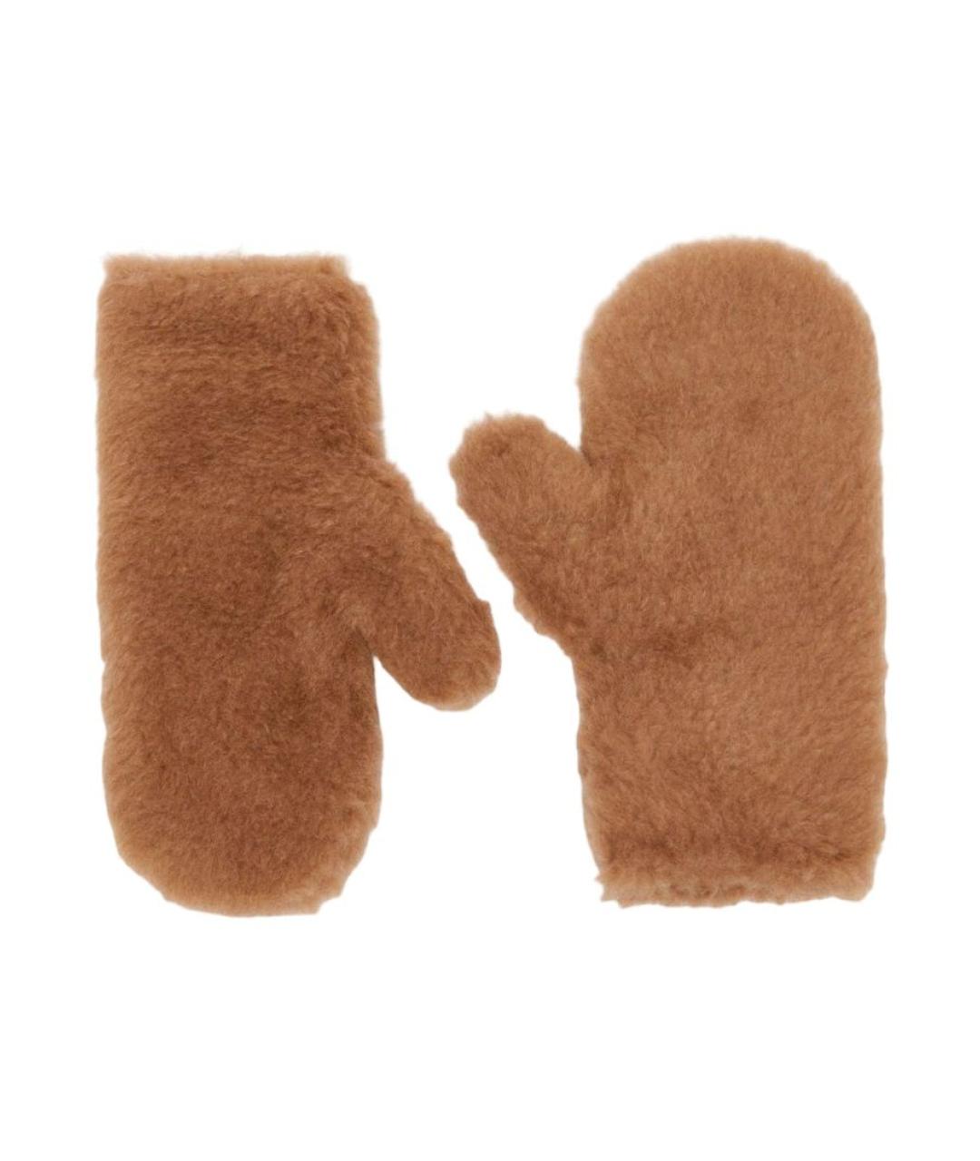 MAX MARA Бежевые шерстяные варежки, фото 1