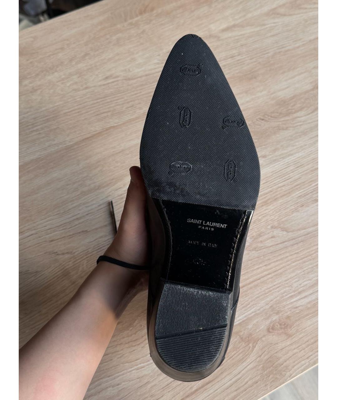 SAINT LAURENT Черные кожаные полусапоги, фото 4