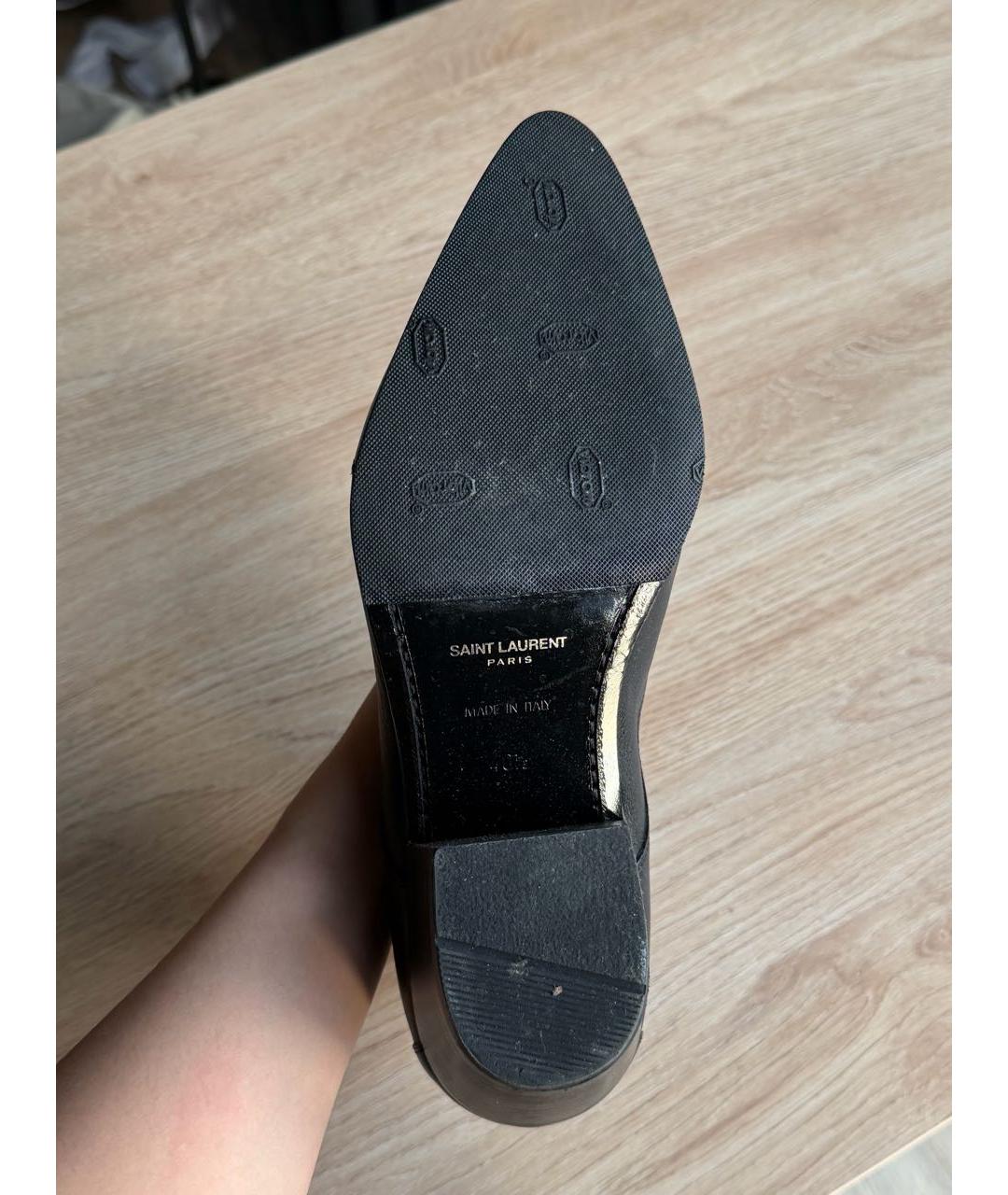 SAINT LAURENT Черные кожаные полусапоги, фото 3