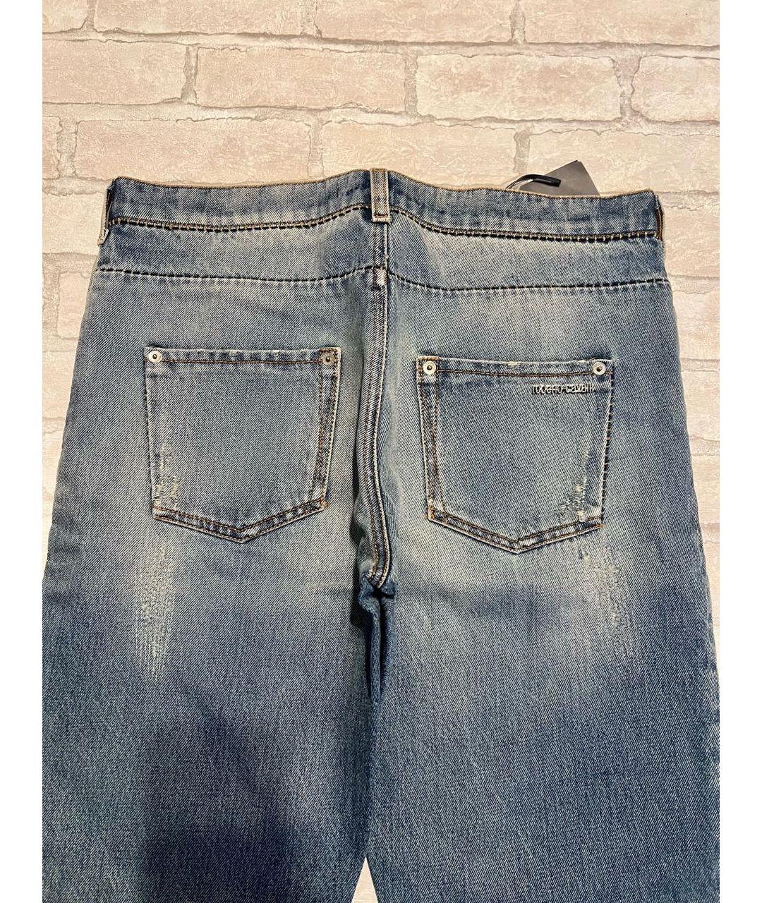 ROBERTO CAVALLI Синие хлопковые прямые джинсы, фото 6