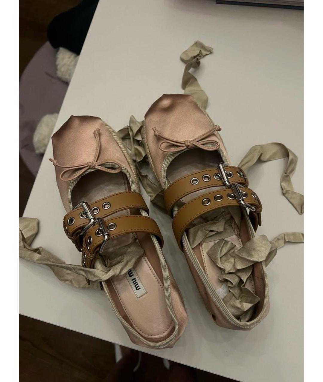 MIU MIU Розовые текстильные эспадрильи, фото 3