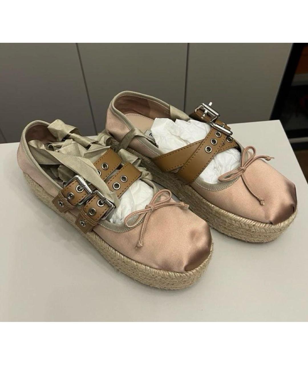 MIU MIU Розовые текстильные эспадрильи, фото 2