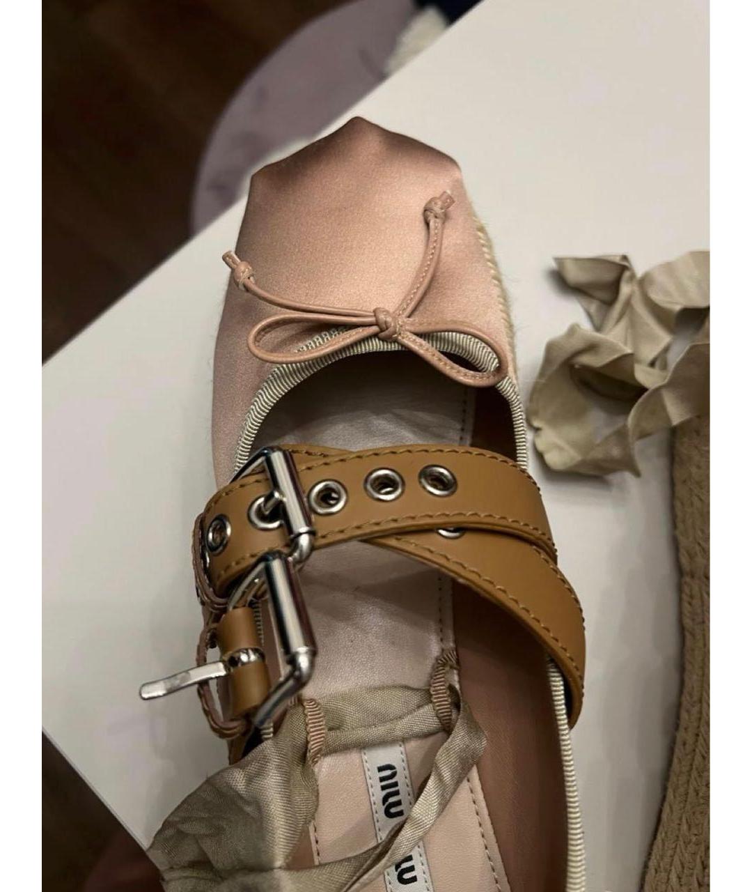 MIU MIU Розовые текстильные эспадрильи, фото 6