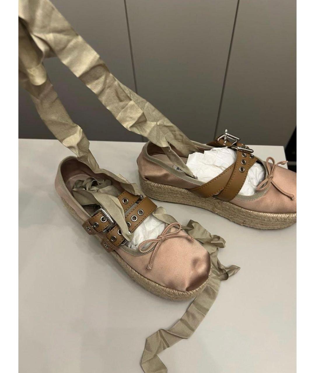 MIU MIU Розовые текстильные эспадрильи, фото 7