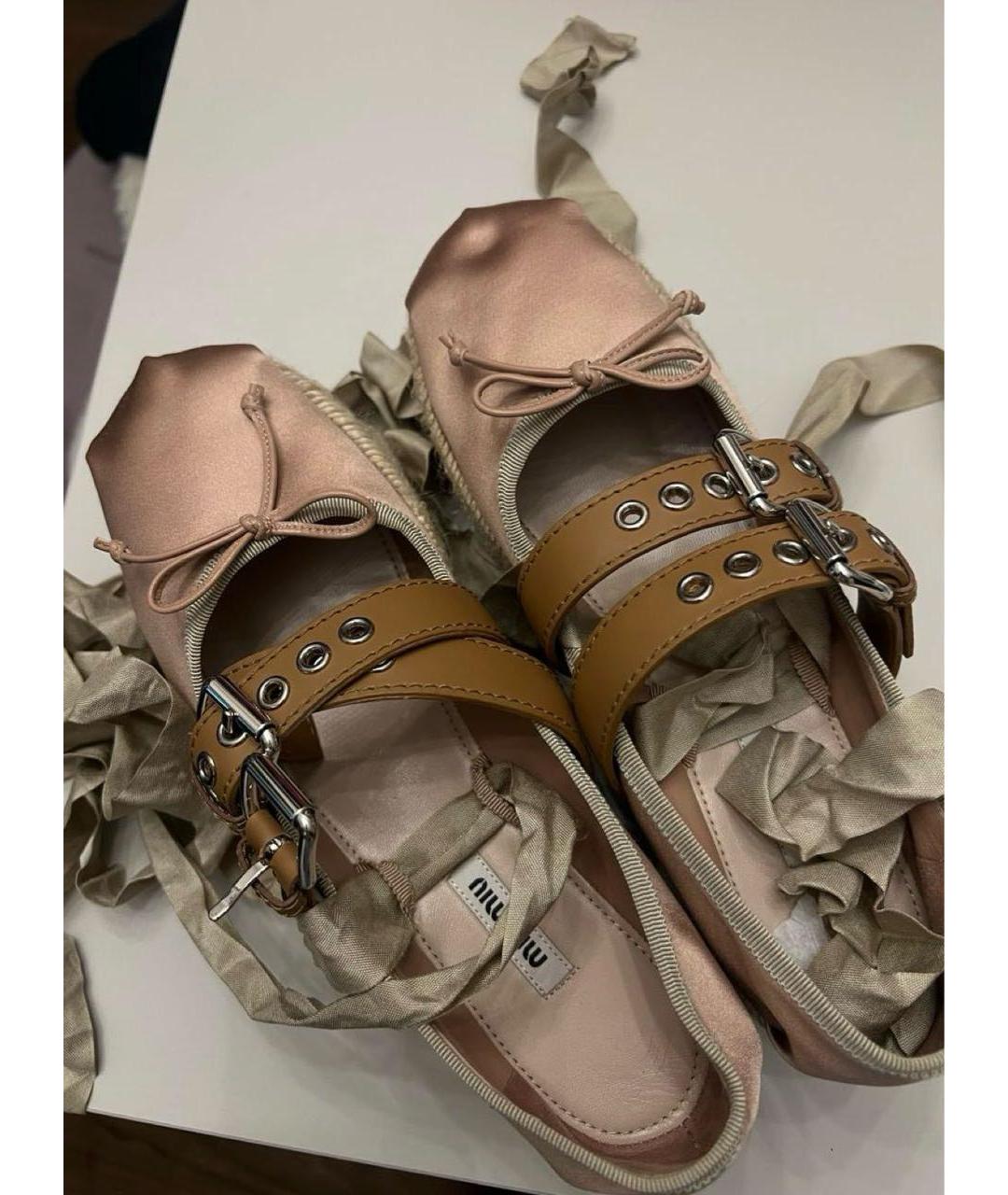 MIU MIU Розовые текстильные эспадрильи, фото 4