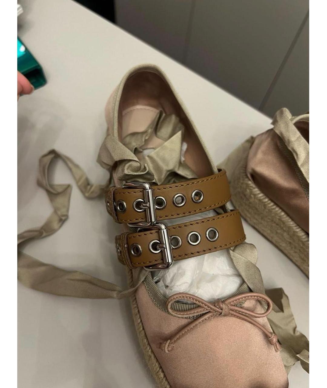 MIU MIU Розовые текстильные эспадрильи, фото 8