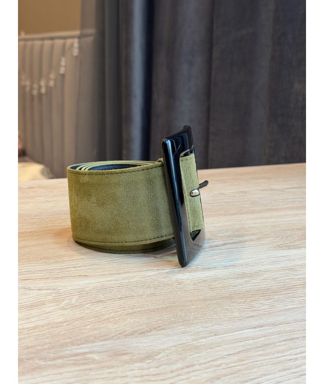 SAINT LAURENT Хаки замшевый ремень, фото 3