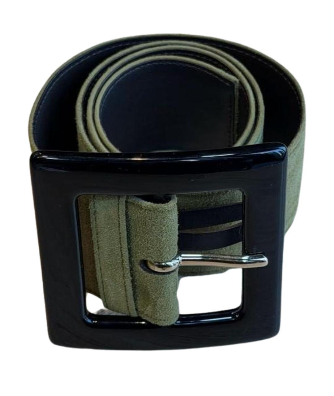 SAINT LAURENT Хаки замшевый ремень, фото 1