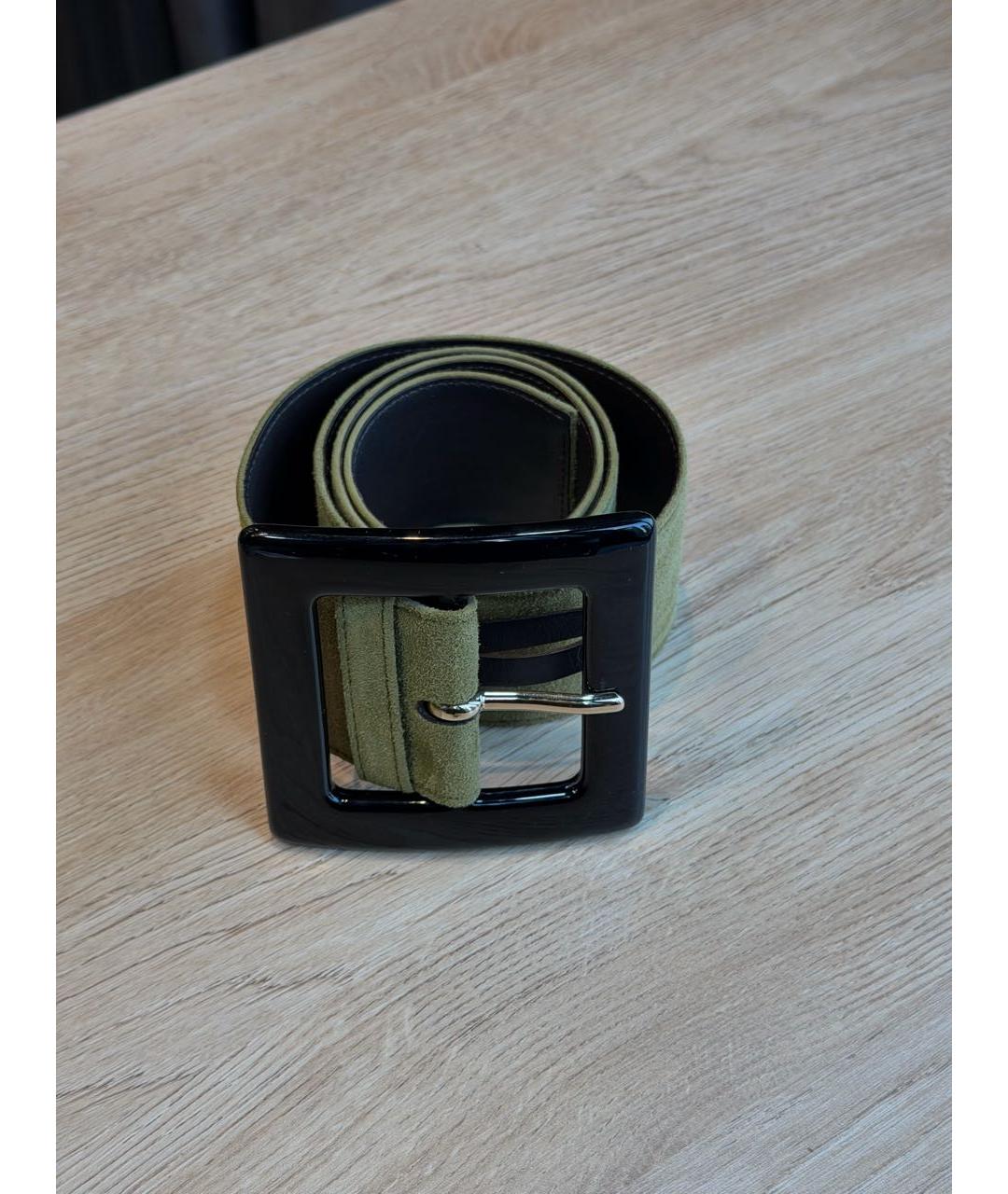 SAINT LAURENT Хаки замшевый ремень, фото 6