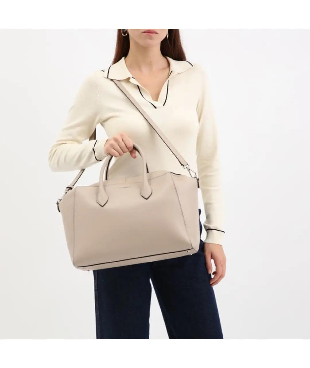 COCCINELLE Бежевая кожаная сумка с короткими ручками, фото 4