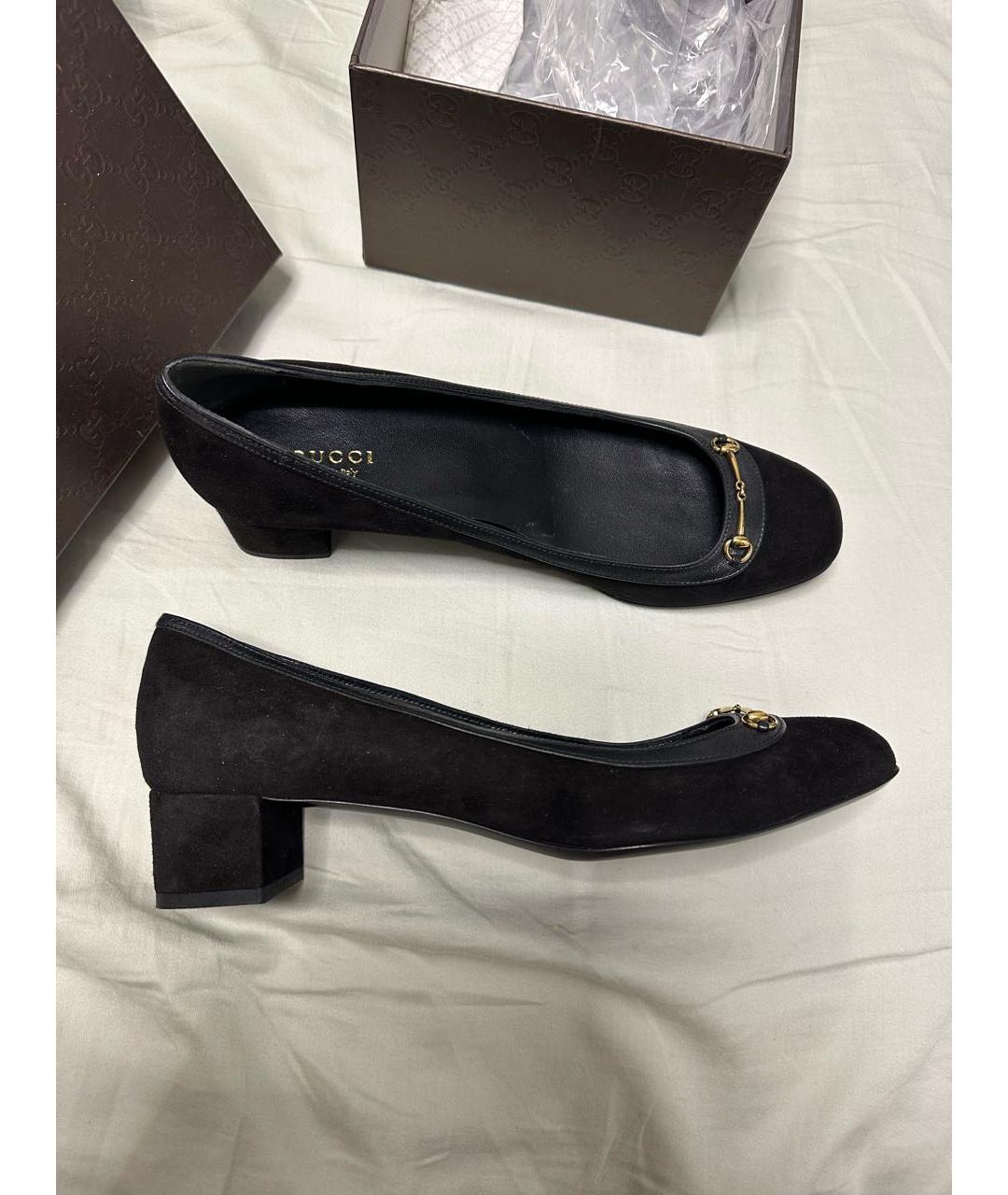 GUCCI Черные замшевые туфли, фото 6