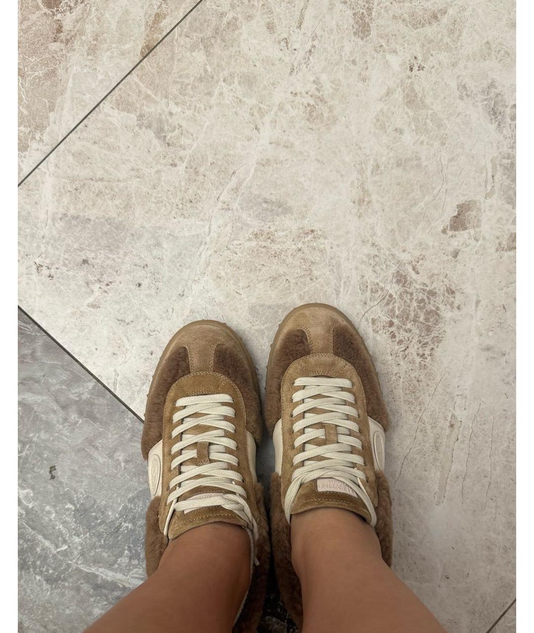 VALENTINO Бежевые замшевые кеды, фото 3