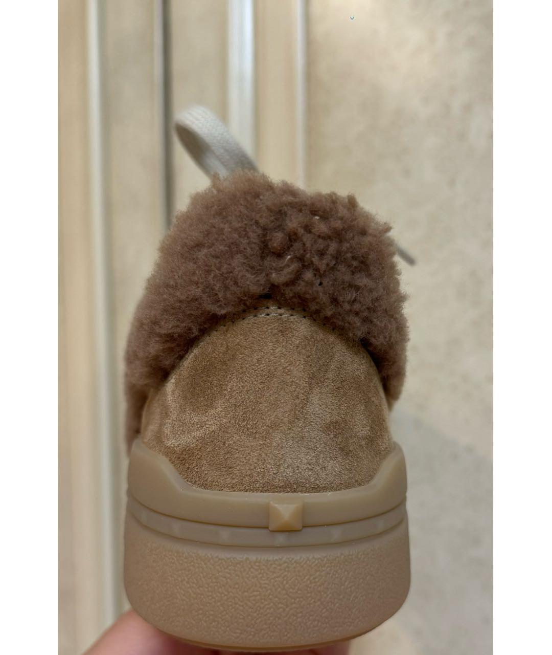 VALENTINO Бежевые замшевые кеды, фото 4