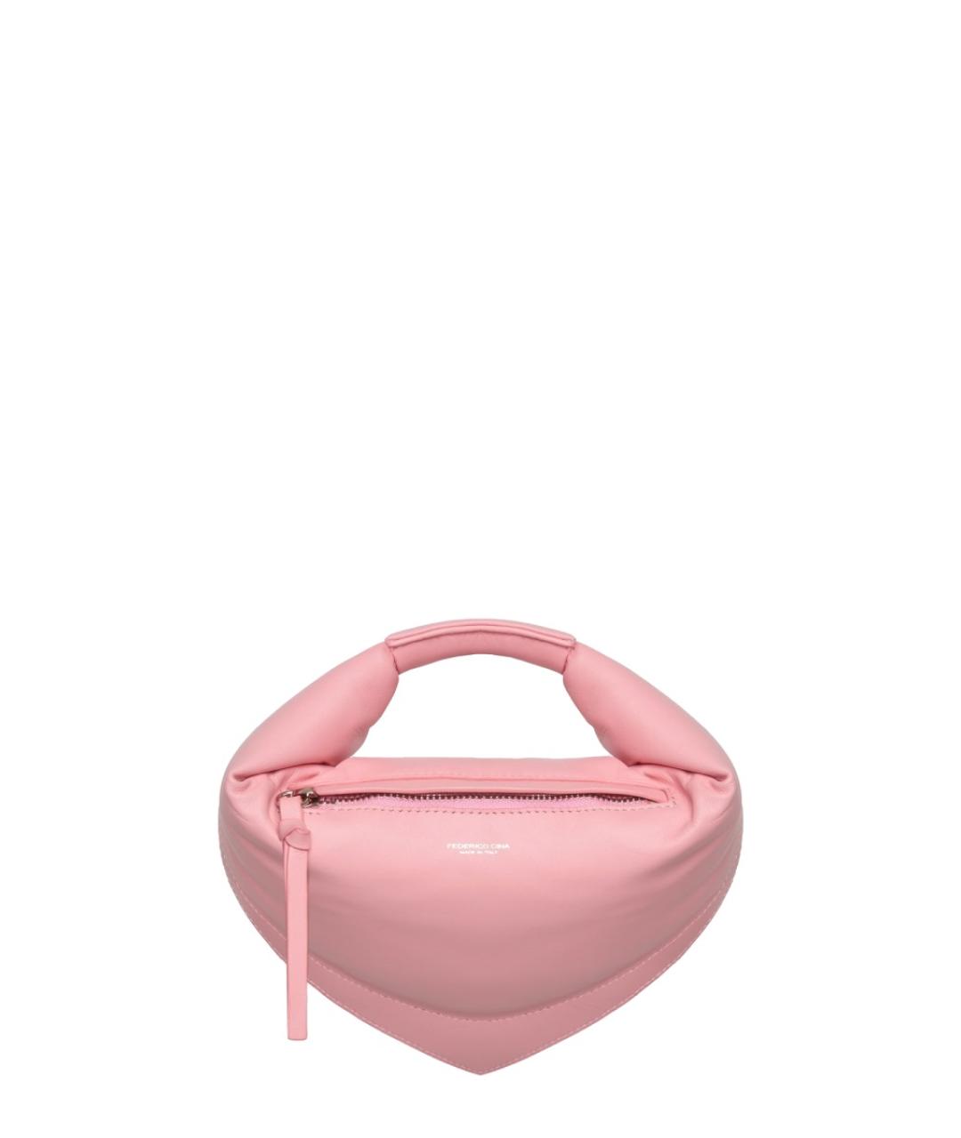 FEDERICO CINA Розовая кожаная сумка с короткими ручками, фото 5