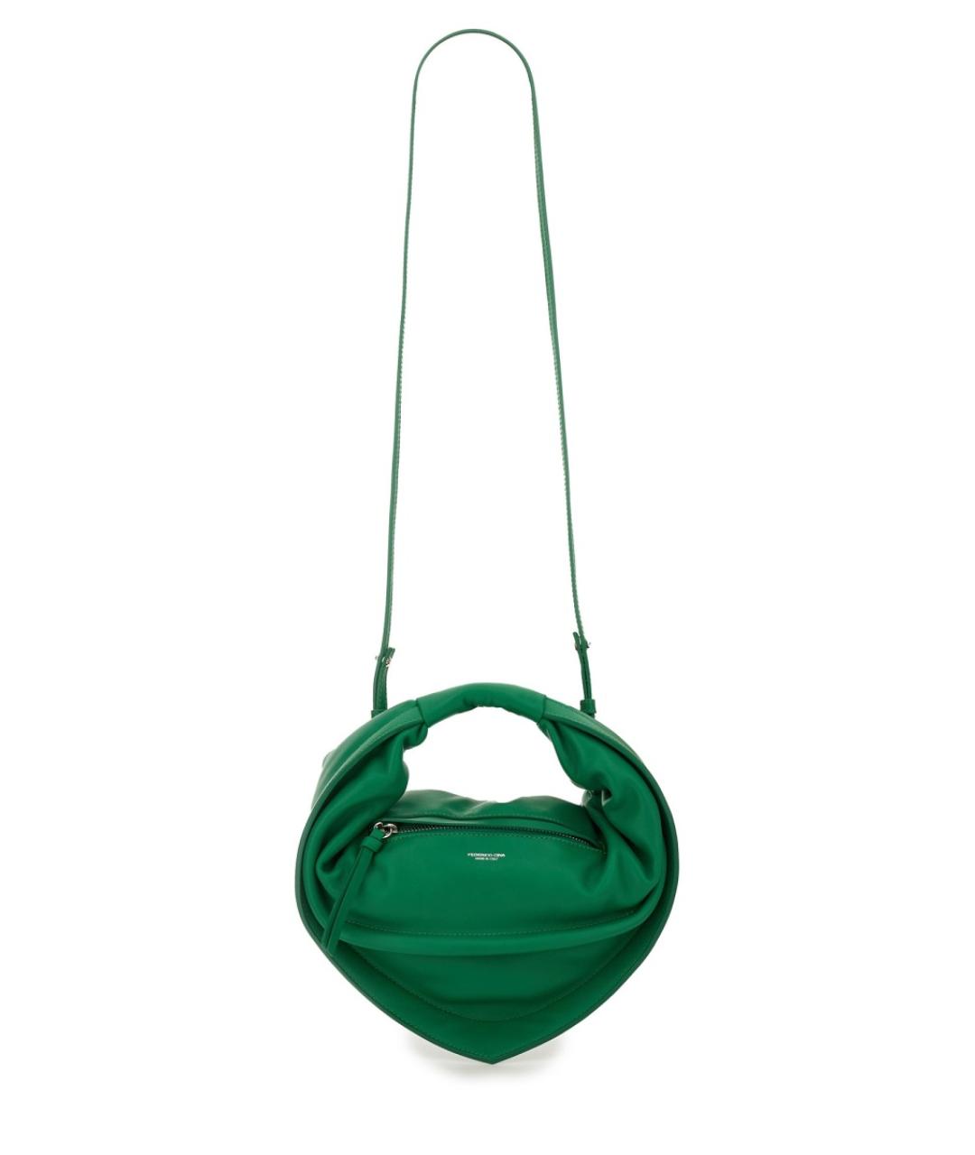 FEDERICO CINA Зеленая кожаная сумка с короткими ручками, фото 2