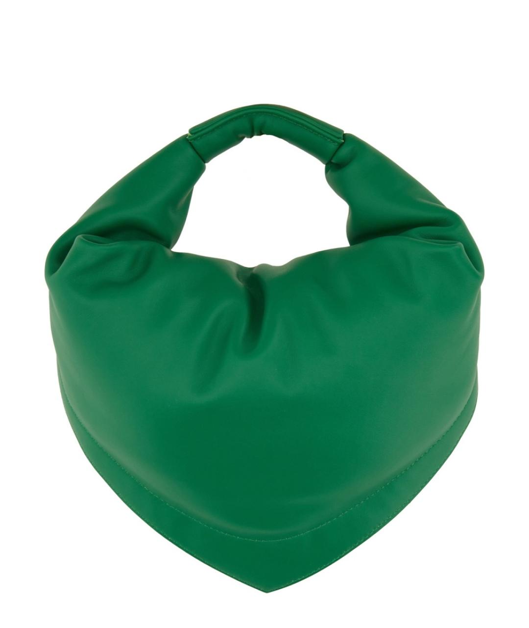 FEDERICO CINA Зеленая кожаная сумка с короткими ручками, фото 4