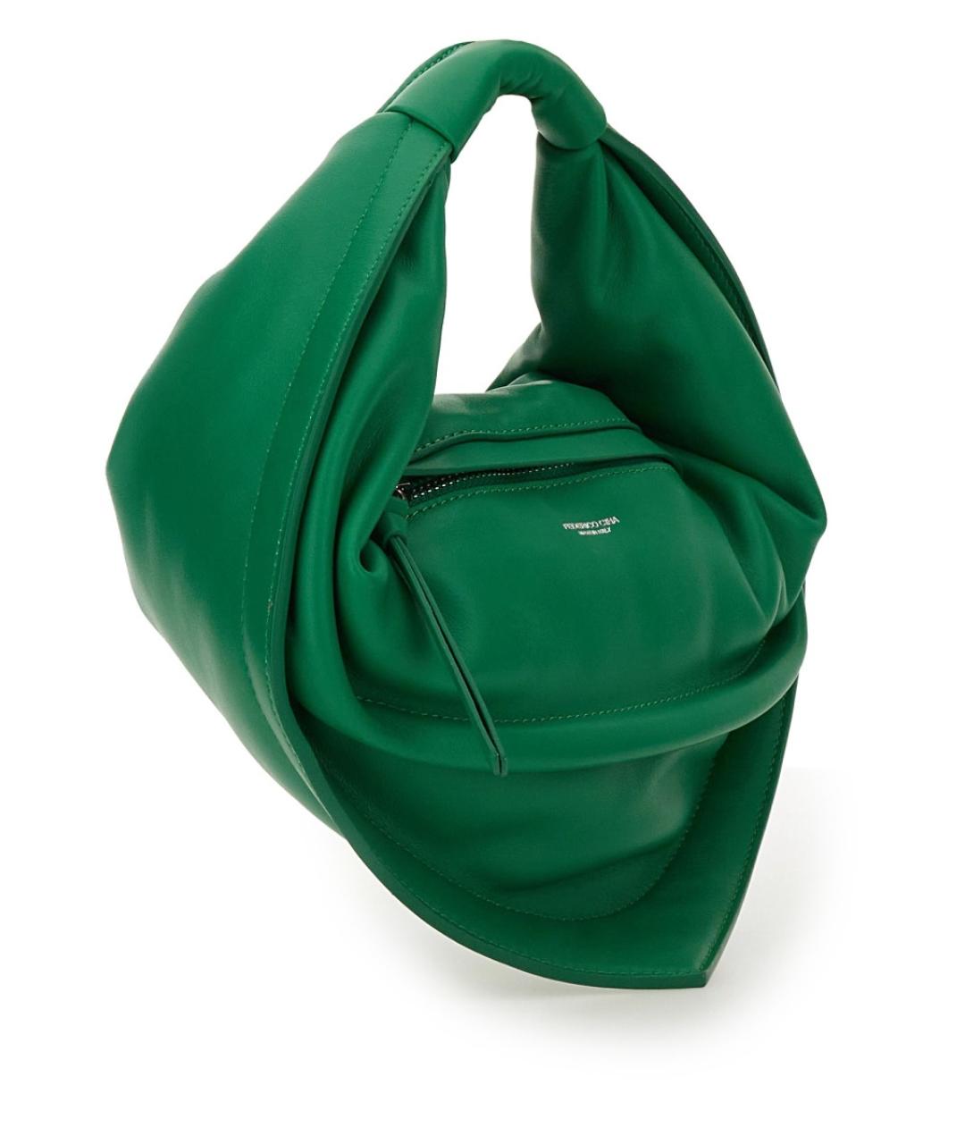 FEDERICO CINA Зеленая кожаная сумка с короткими ручками, фото 3