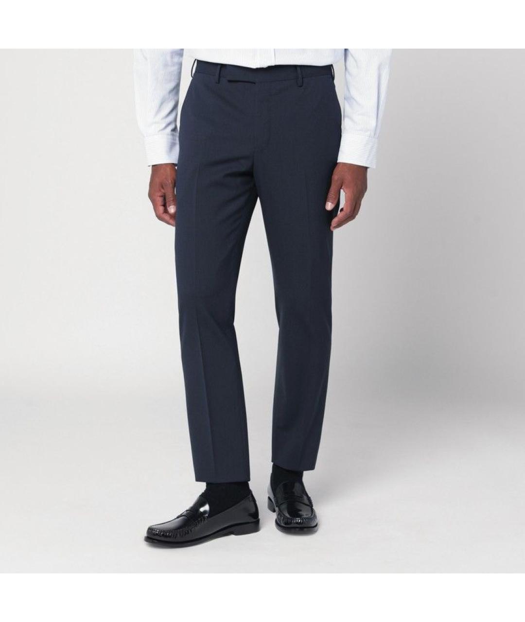 PT TORINO Синие шерстяные повседневные брюки, фото 2