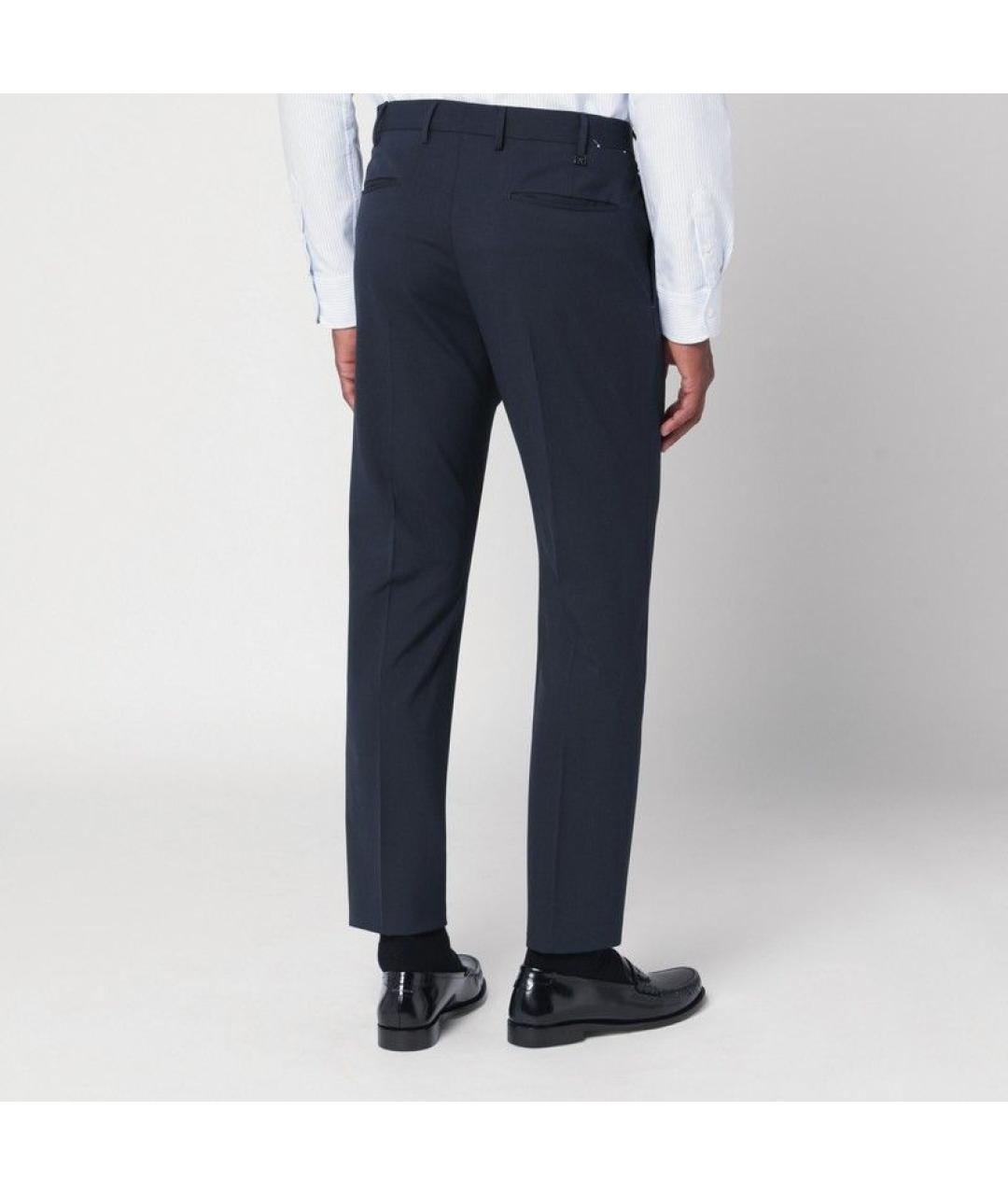 PT TORINO Синие шерстяные повседневные брюки, фото 3