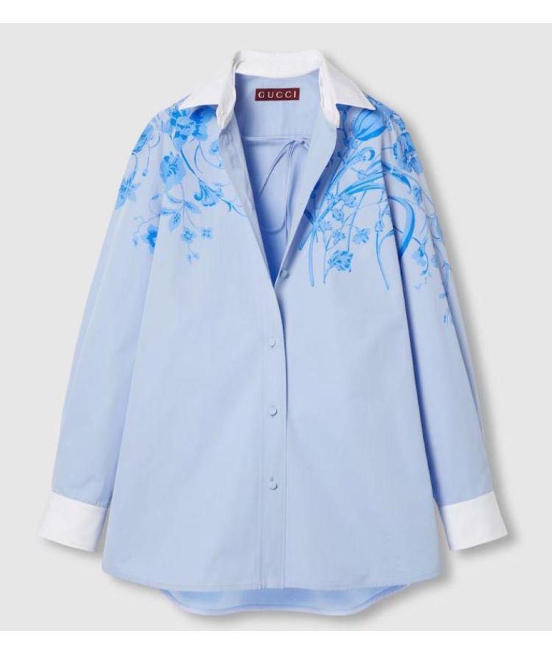 GUCCI Голубая хлопковая рубашка, фото 7