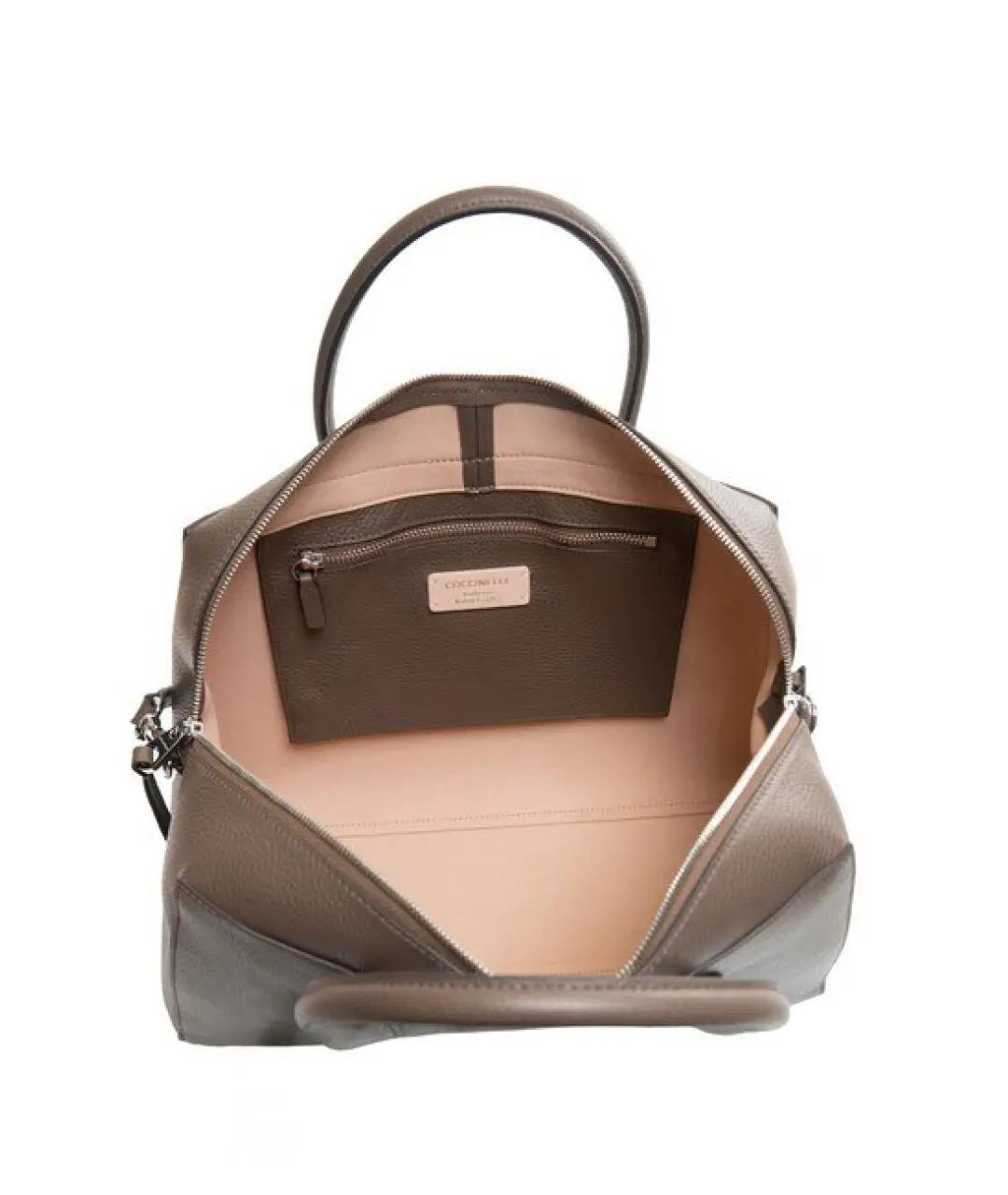 COCCINELLE Коричневая кожаная сумка с короткими ручками, фото 4