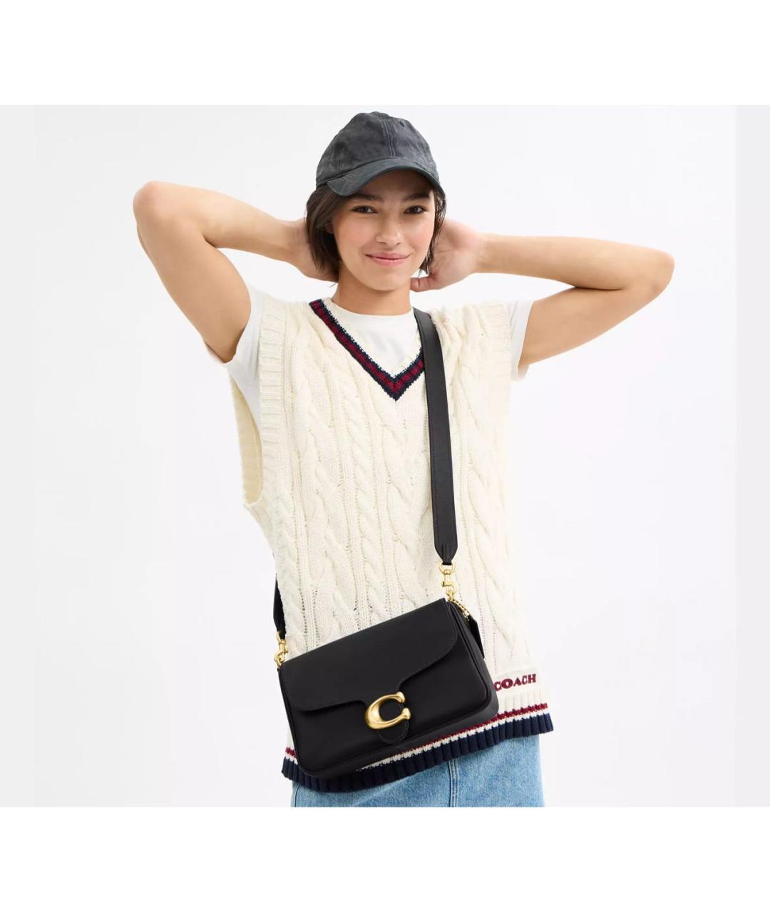 COACH Черная кожаная сумка через плечо, фото 6