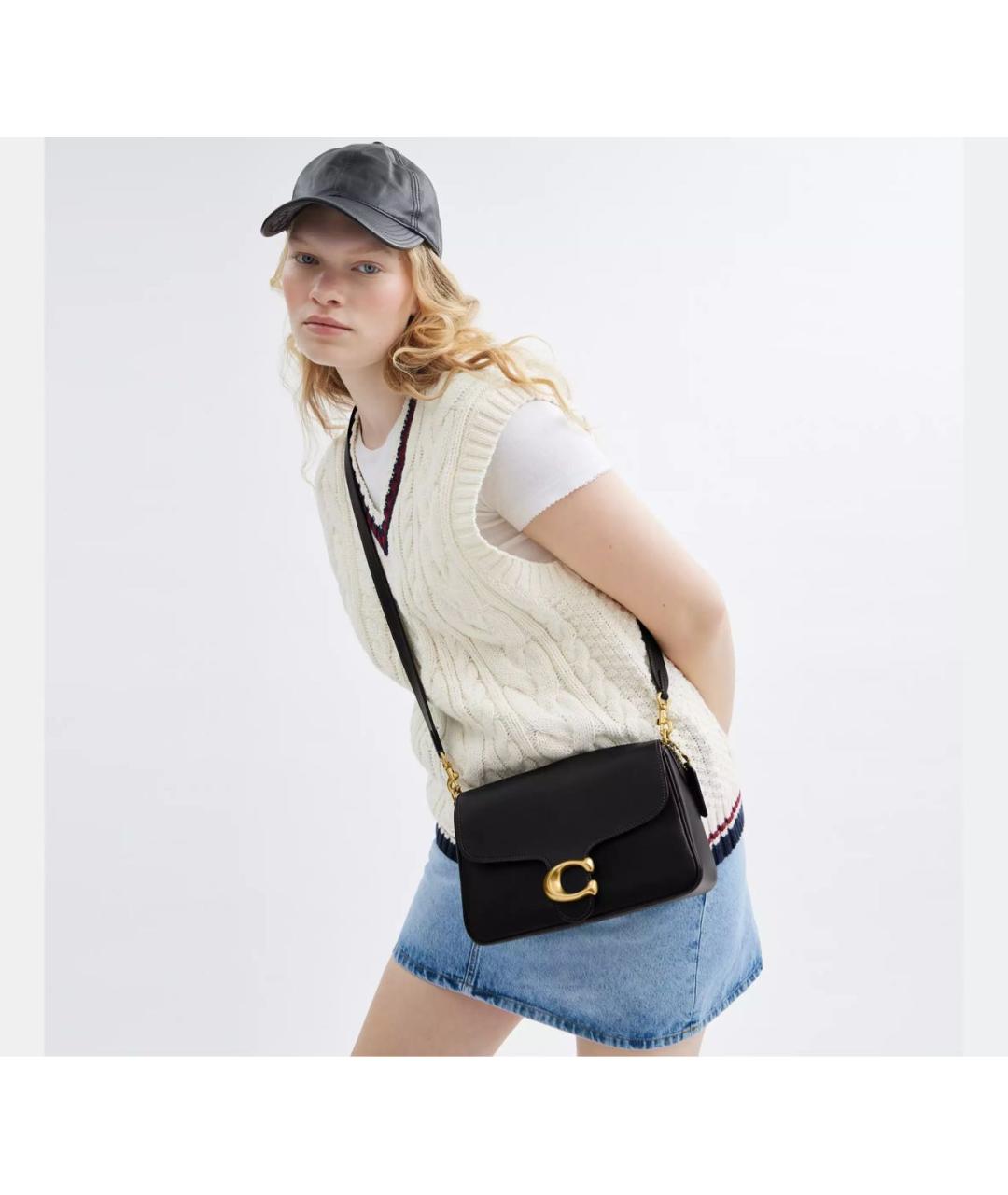 COACH Черная кожаная сумка через плечо, фото 8