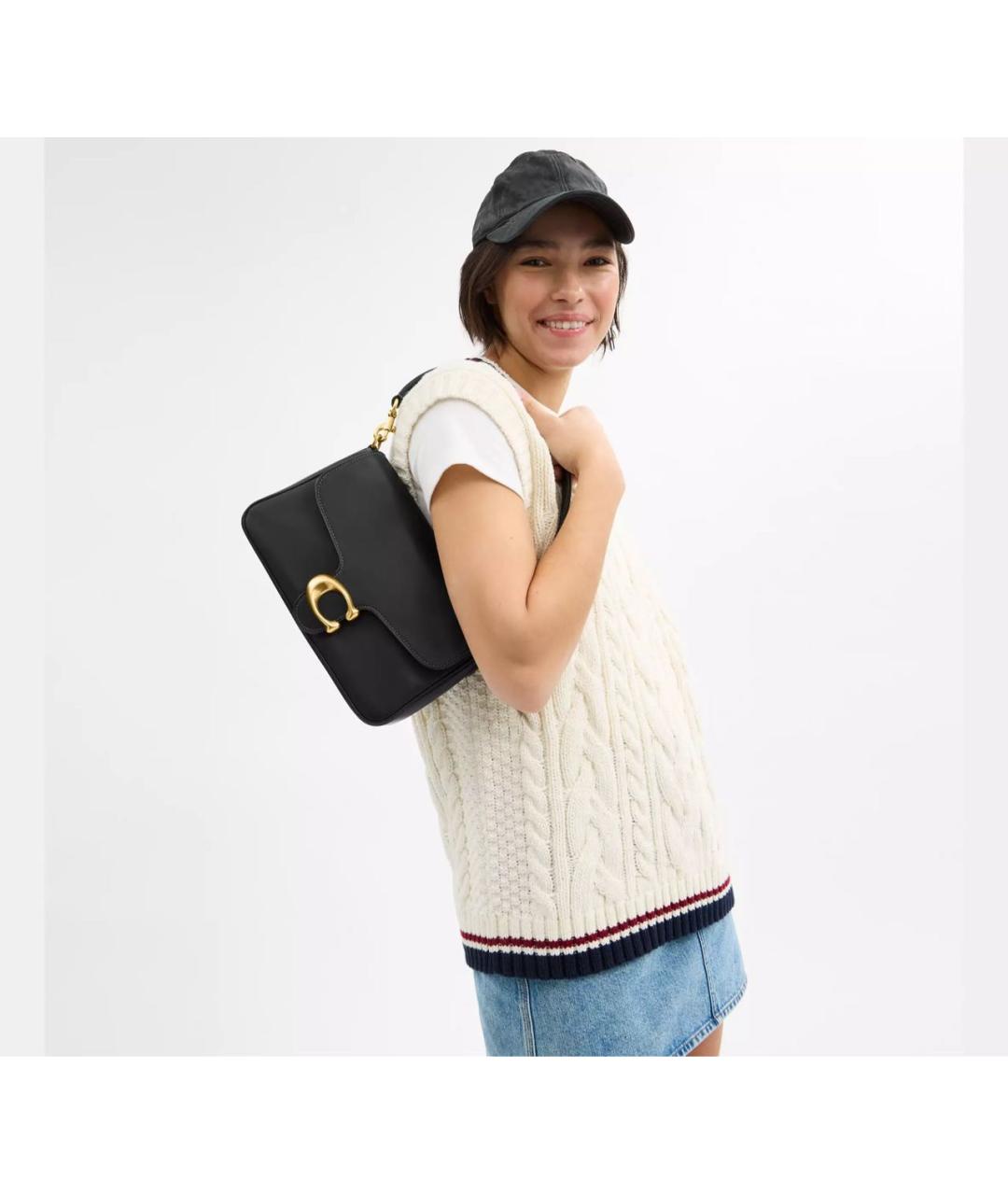 COACH Черная кожаная сумка через плечо, фото 7