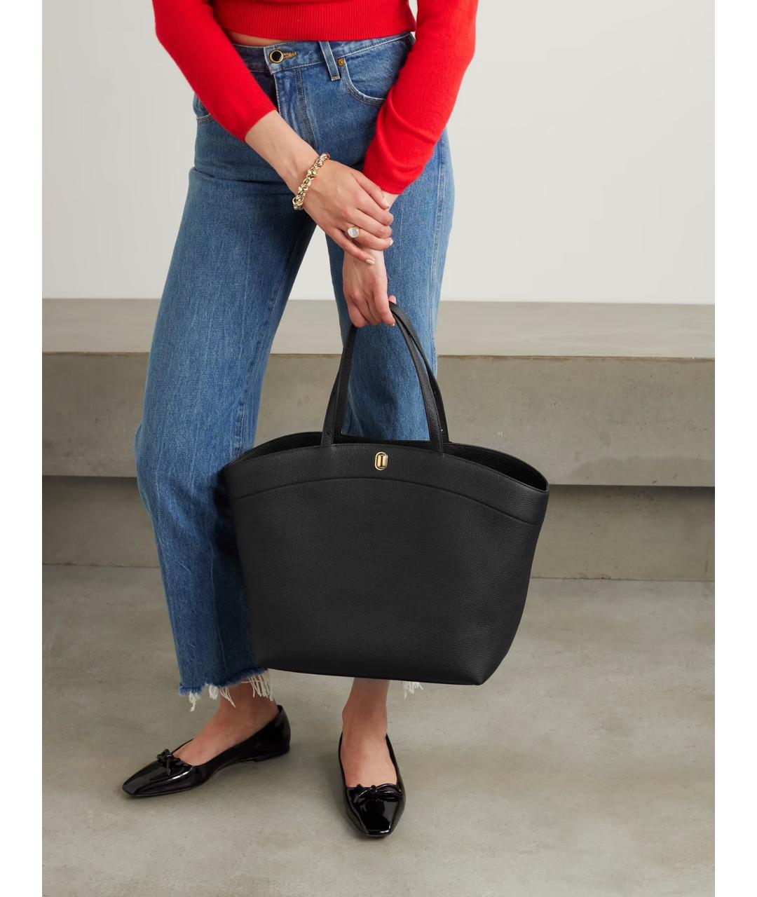 Savette Черная кожаная сумка тоут, фото 2