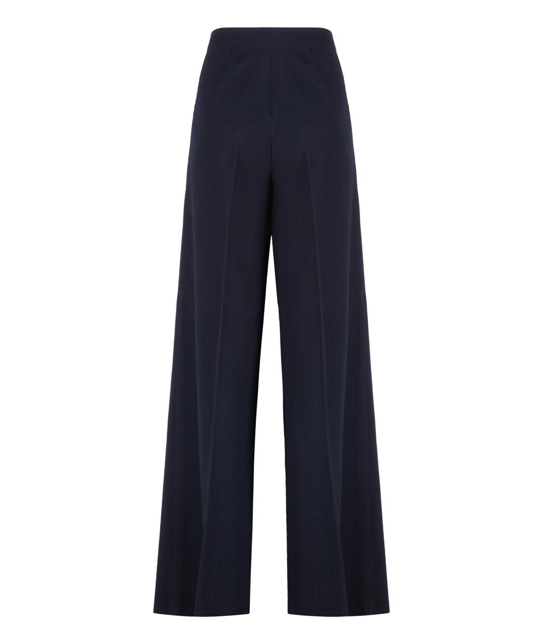 MAX MARA Синие шерстяные прямые брюки, фото 2
