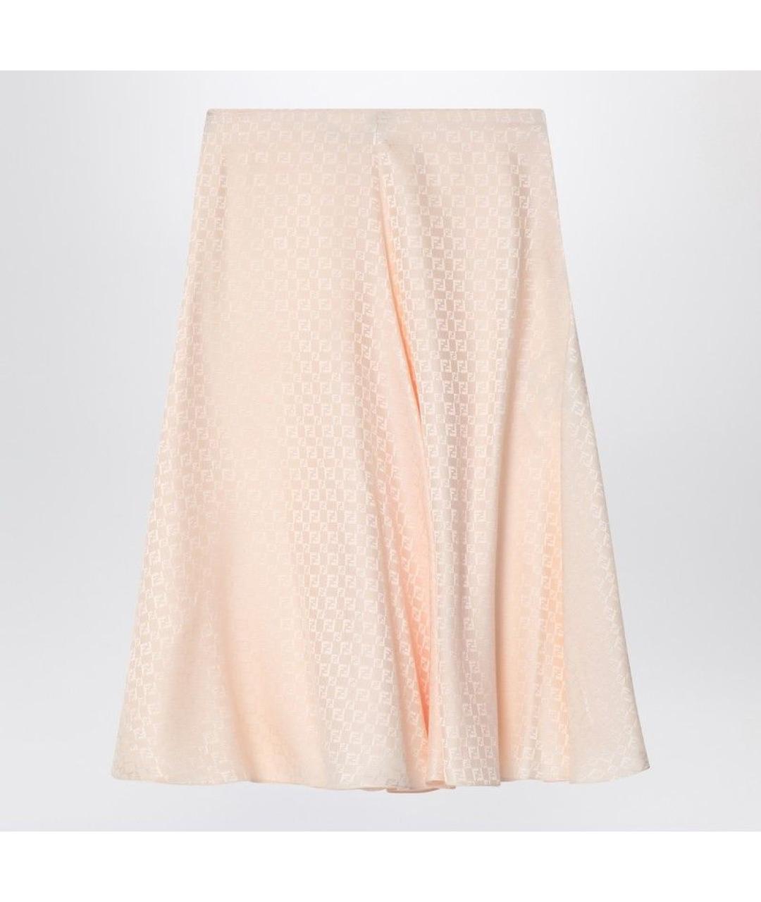 FENDI Розовая шелковая юбка миди, фото 2