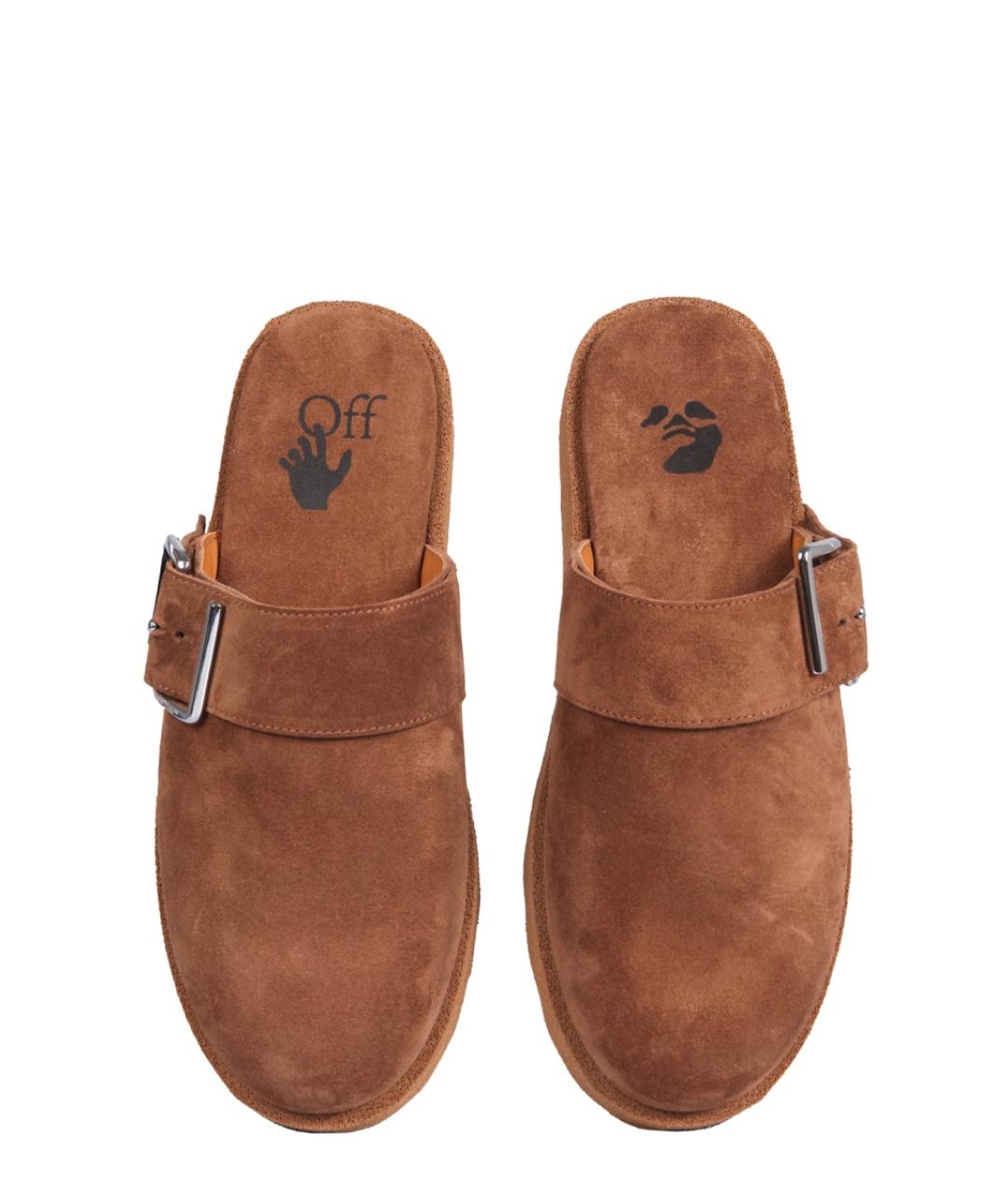 OFF-WHITE Коричневые замшевые сандалии, фото 2