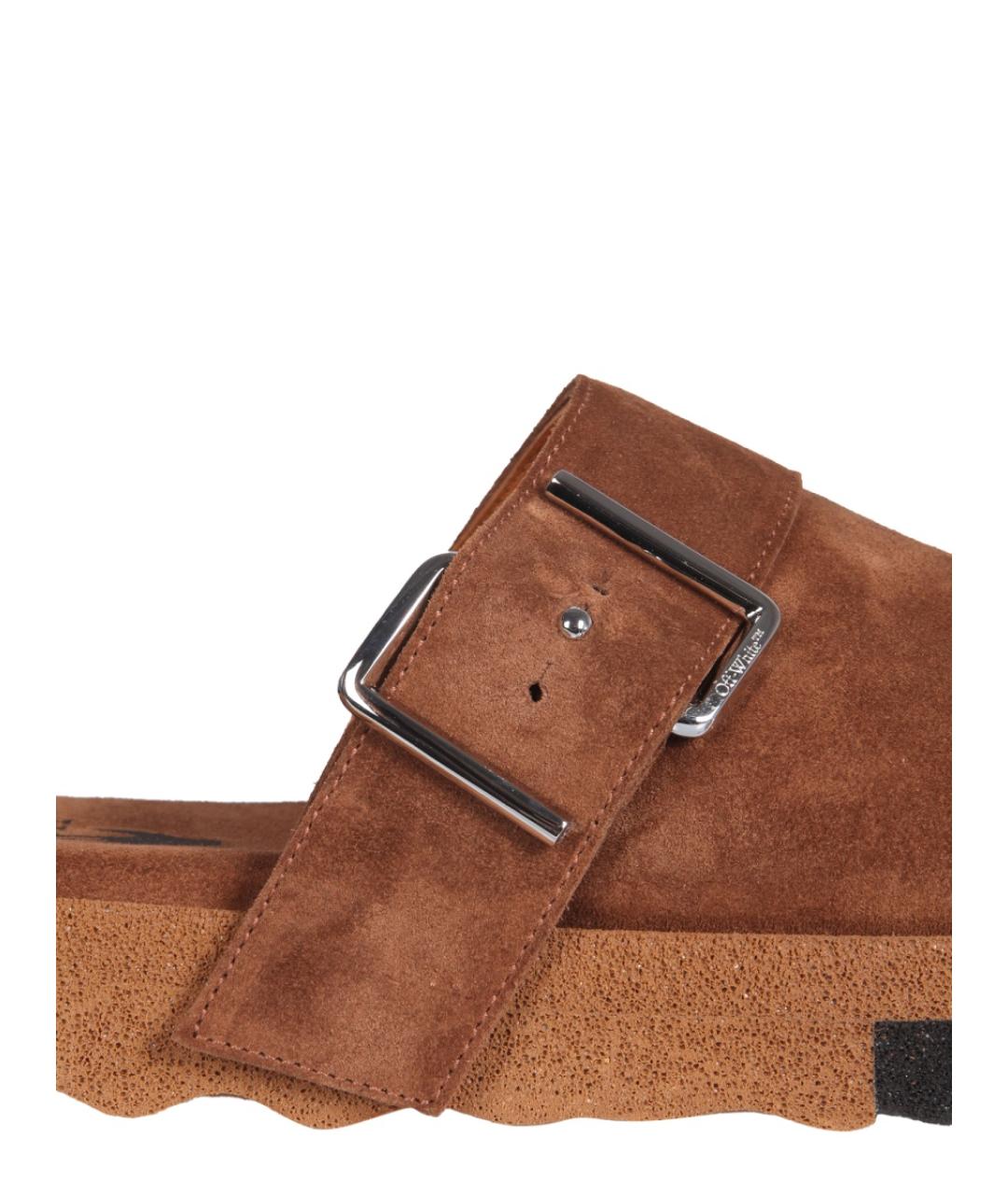 OFF-WHITE Коричневые замшевые сандалии, фото 4