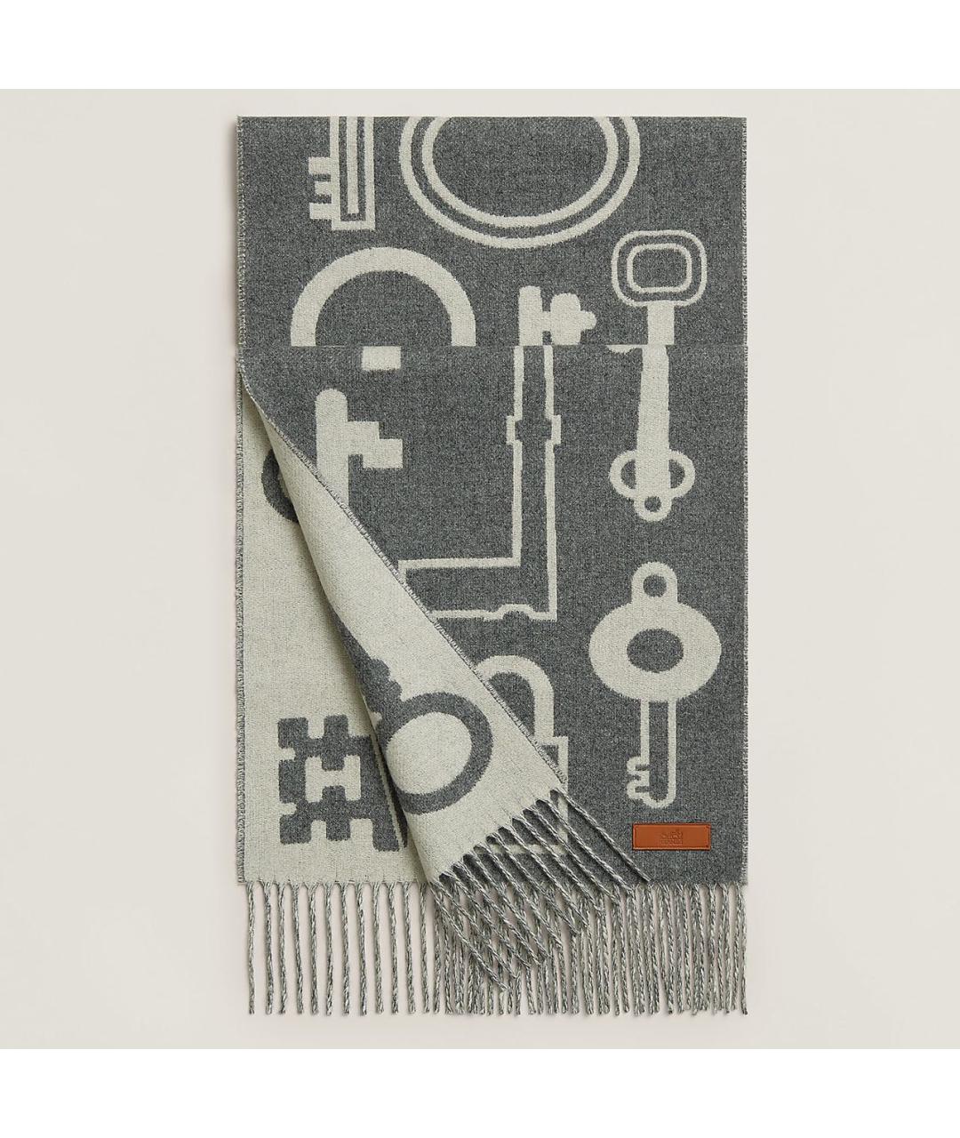 HERMES Серый кашемировый шарф, фото 5