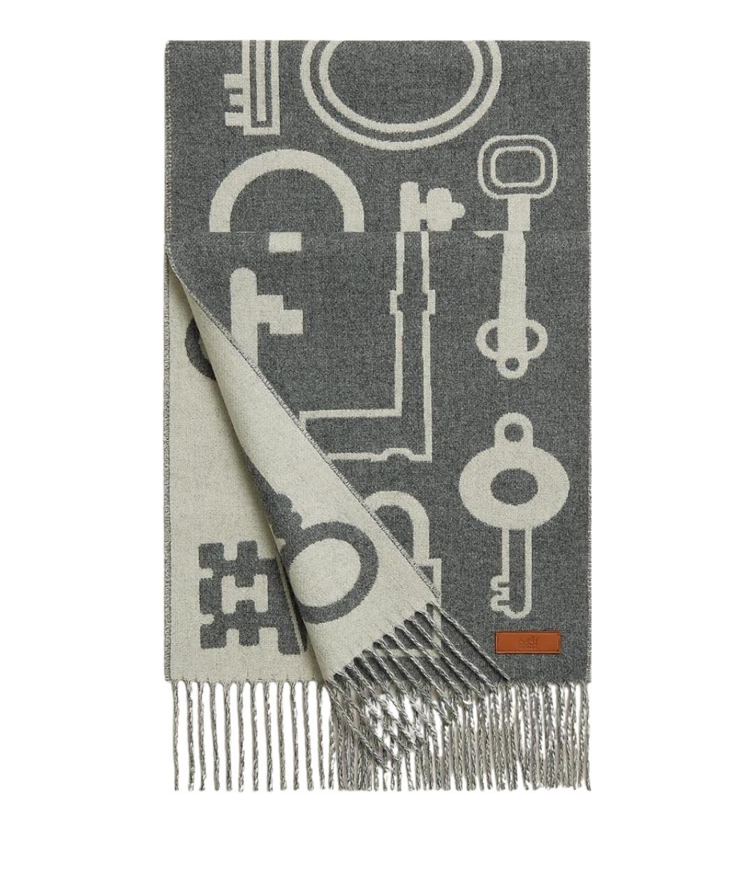 HERMES Серый кашемировый шарф, фото 1