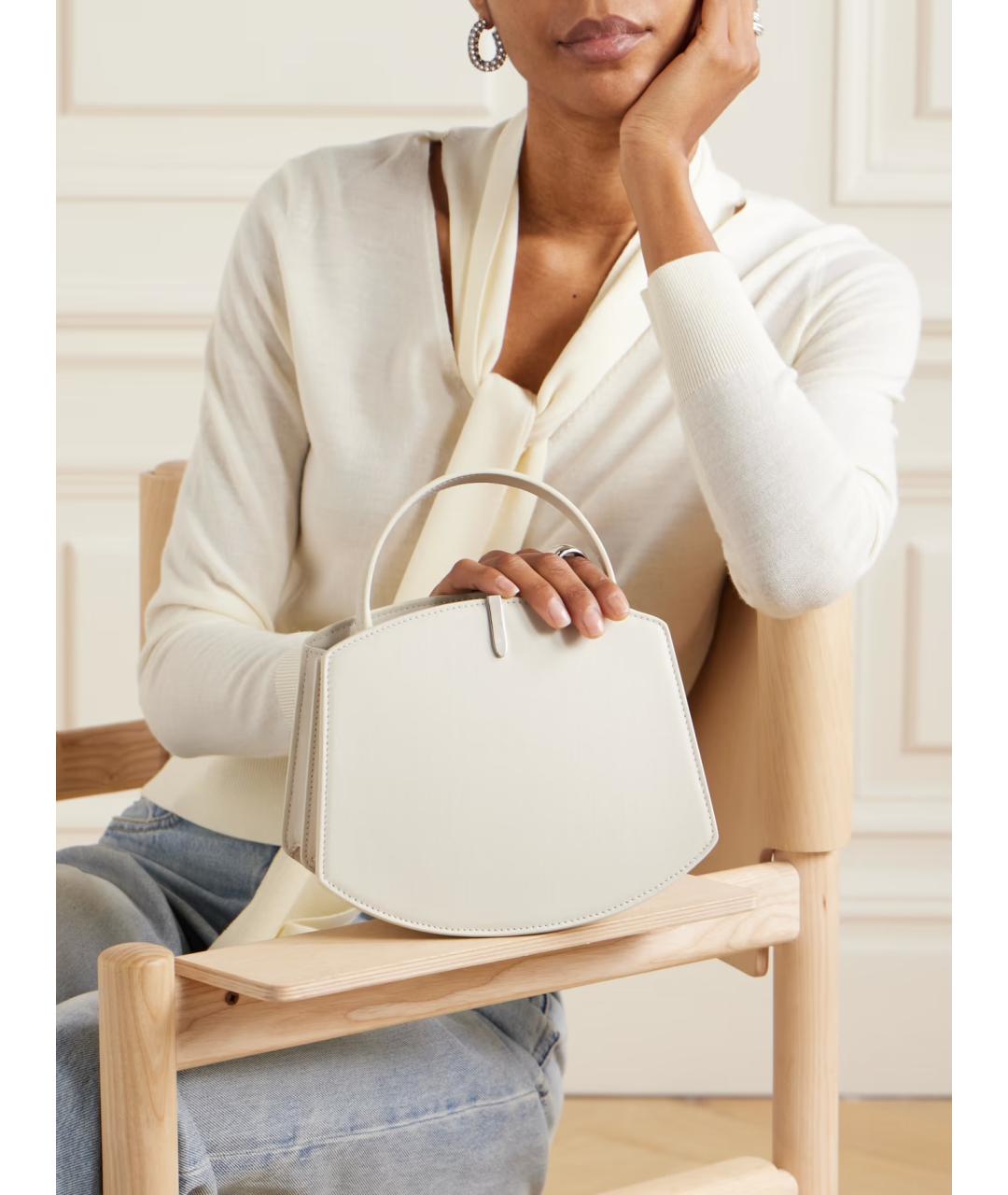 Savette Бежевая кожаная сумка с короткими ручками, фото 2