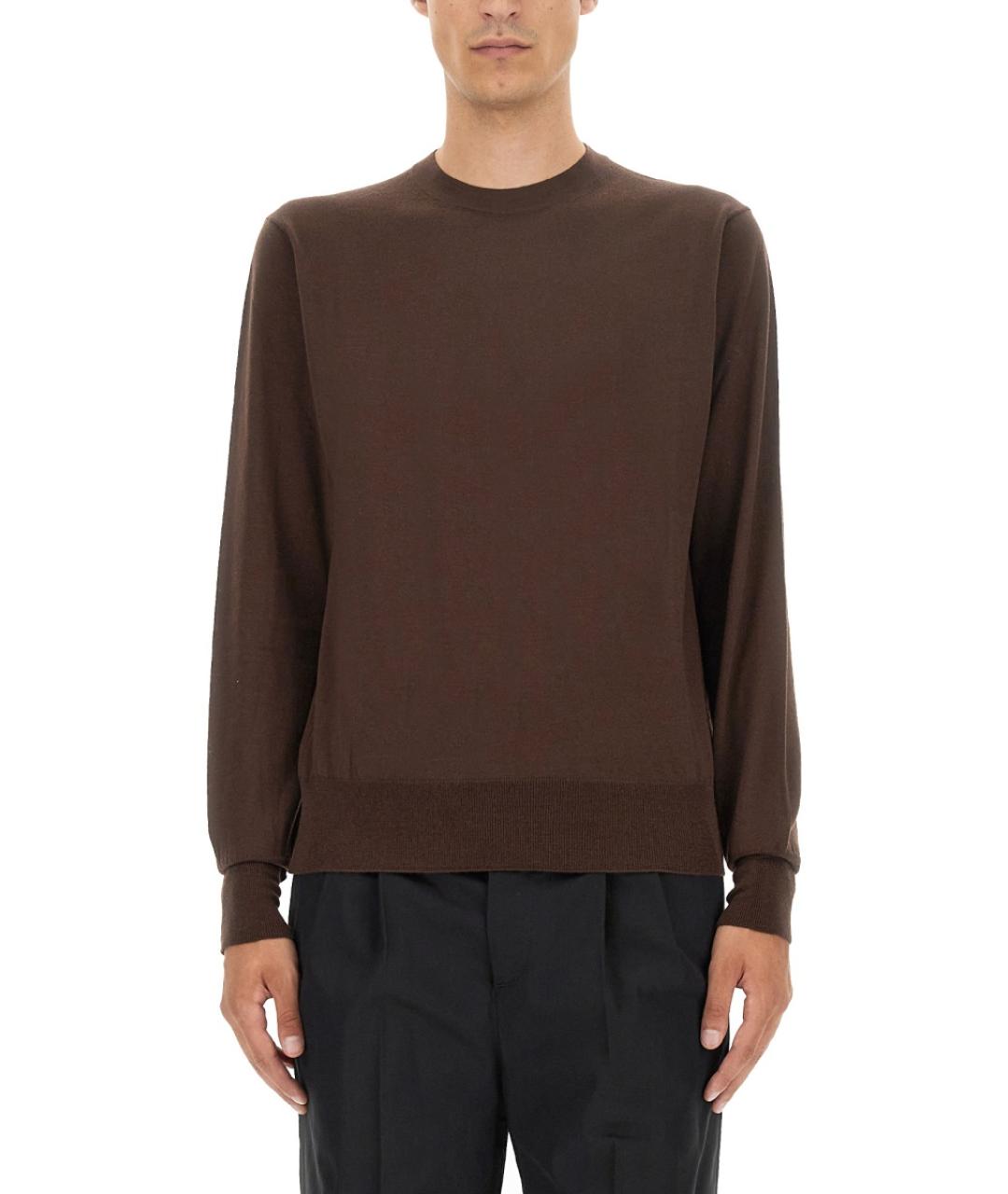 PT TORINO Коричневый шерстяной джемпер / свитер, фото 5